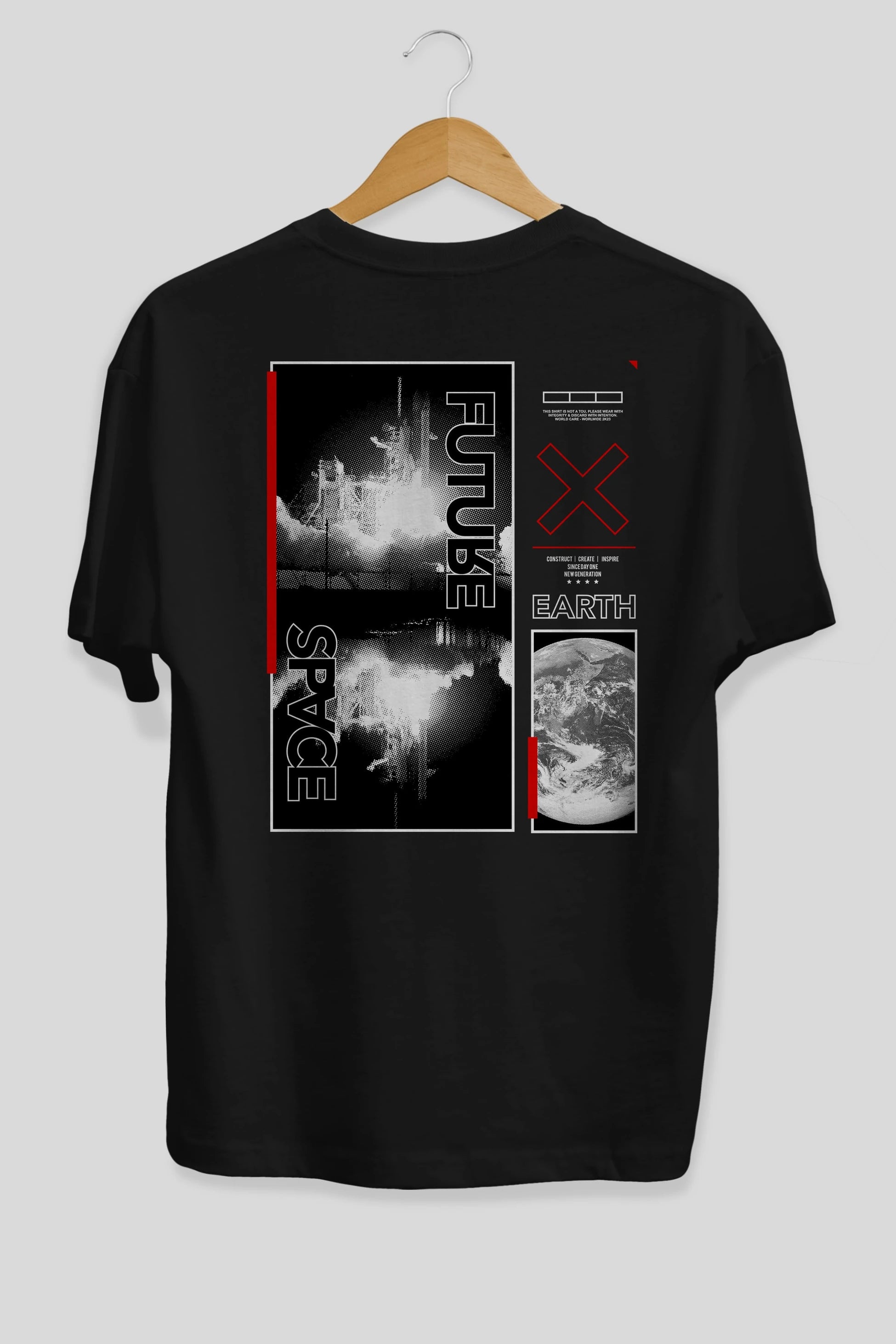 Future Space Arka Baskılı Oversize t-shirt Erkek Kadın Unisex