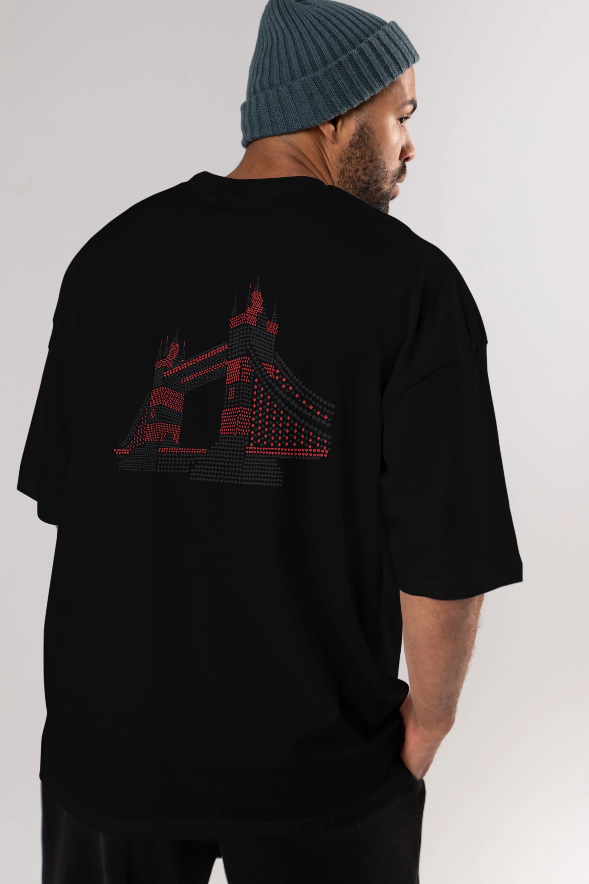 The Bridge Arka Baskılı Oversize t-shirt %100 pamuk Erkek Kadın Unisex