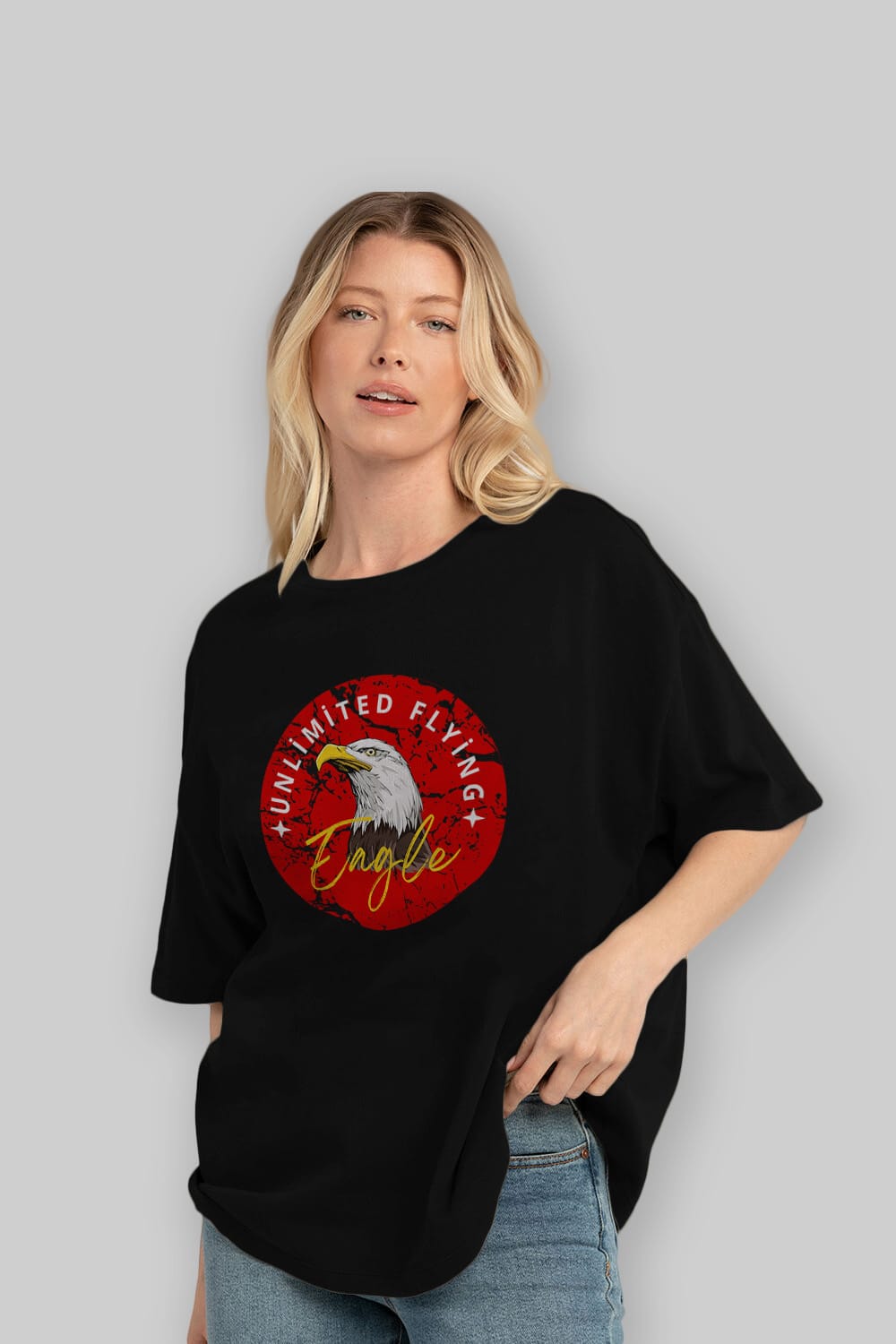 Unlimited Flying Yazılı Ön Baskılı Oversize t-shirt Erkek Kadın Unisex