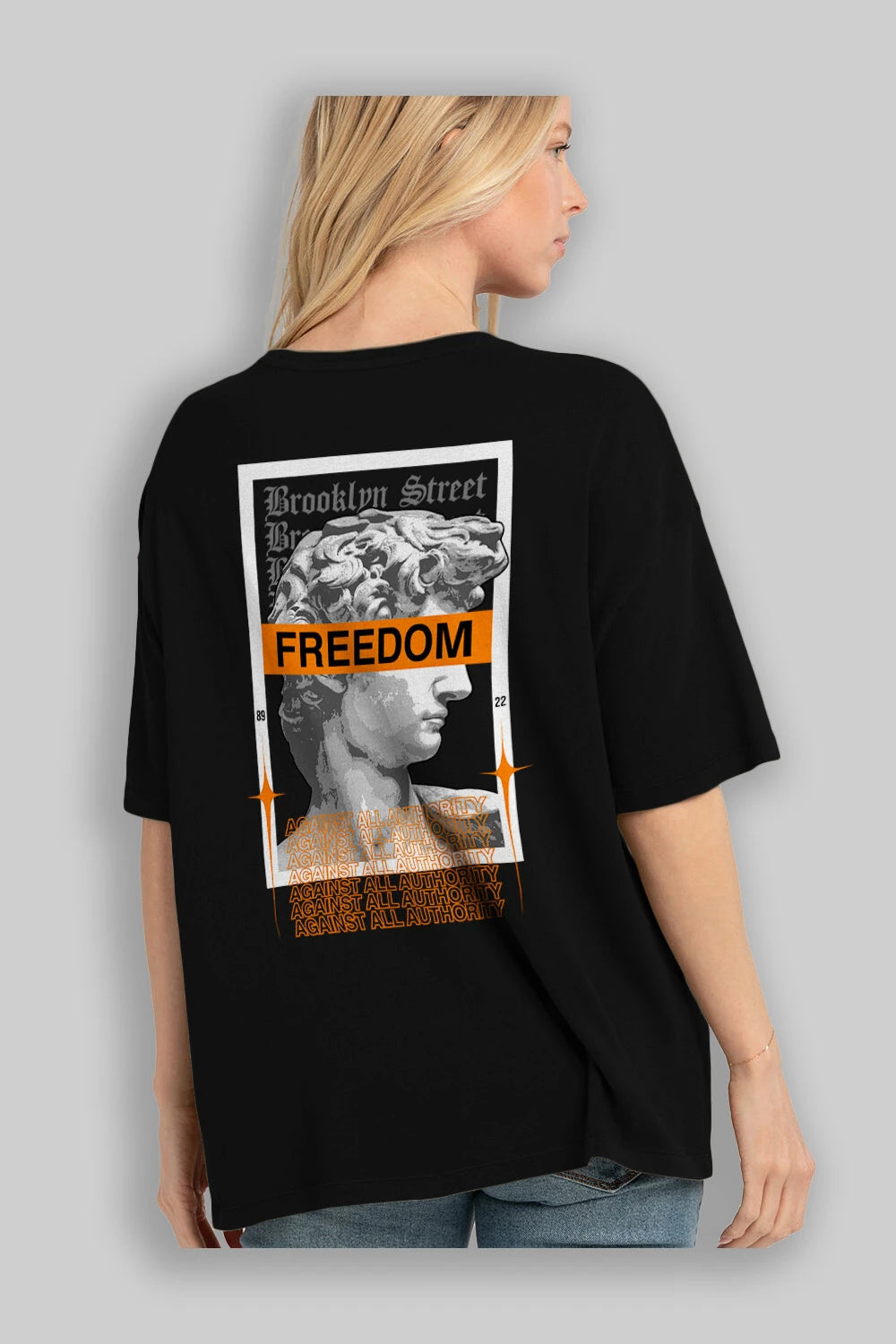 Brooklyn Street Arka Baskılı Oversize t-shirt Erkek Kadın Unisex