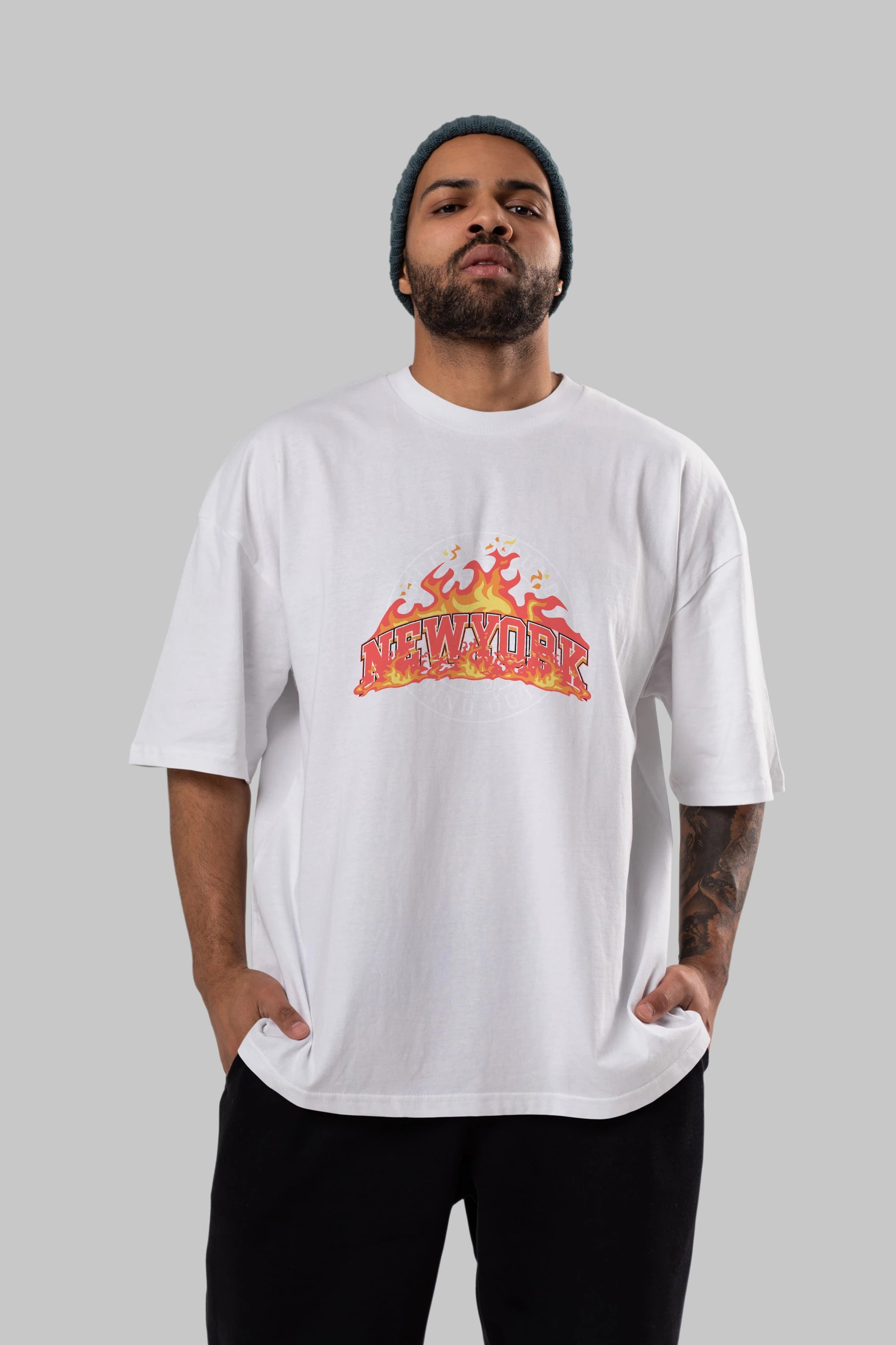 Newyork Style Ön Baskılı Oversize t-shirt Erkek Kadın Unisex