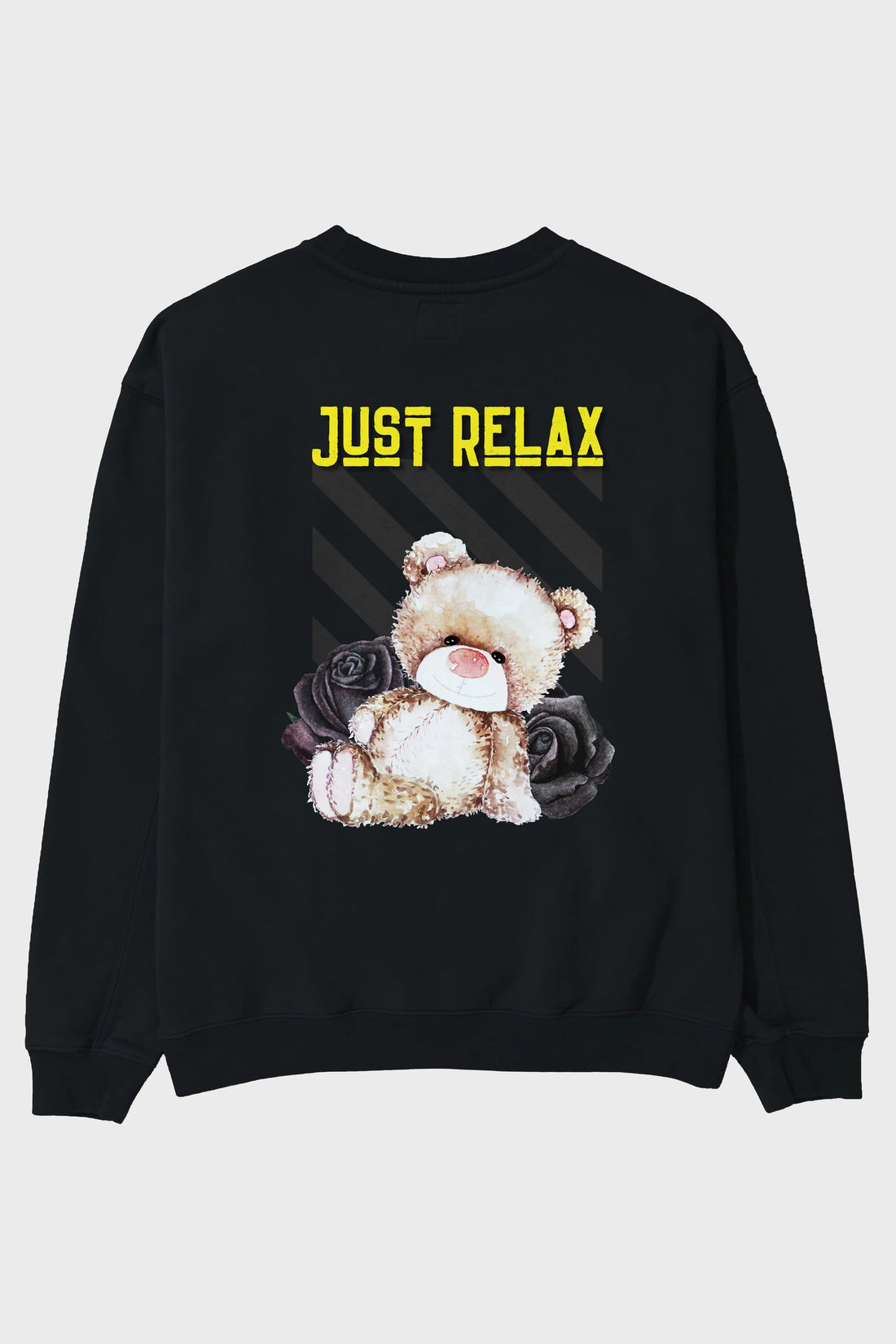 Just Relax Teddy Bear Arka Baskılı Oversize Sweatshirt Erkek Kadın Unisex
