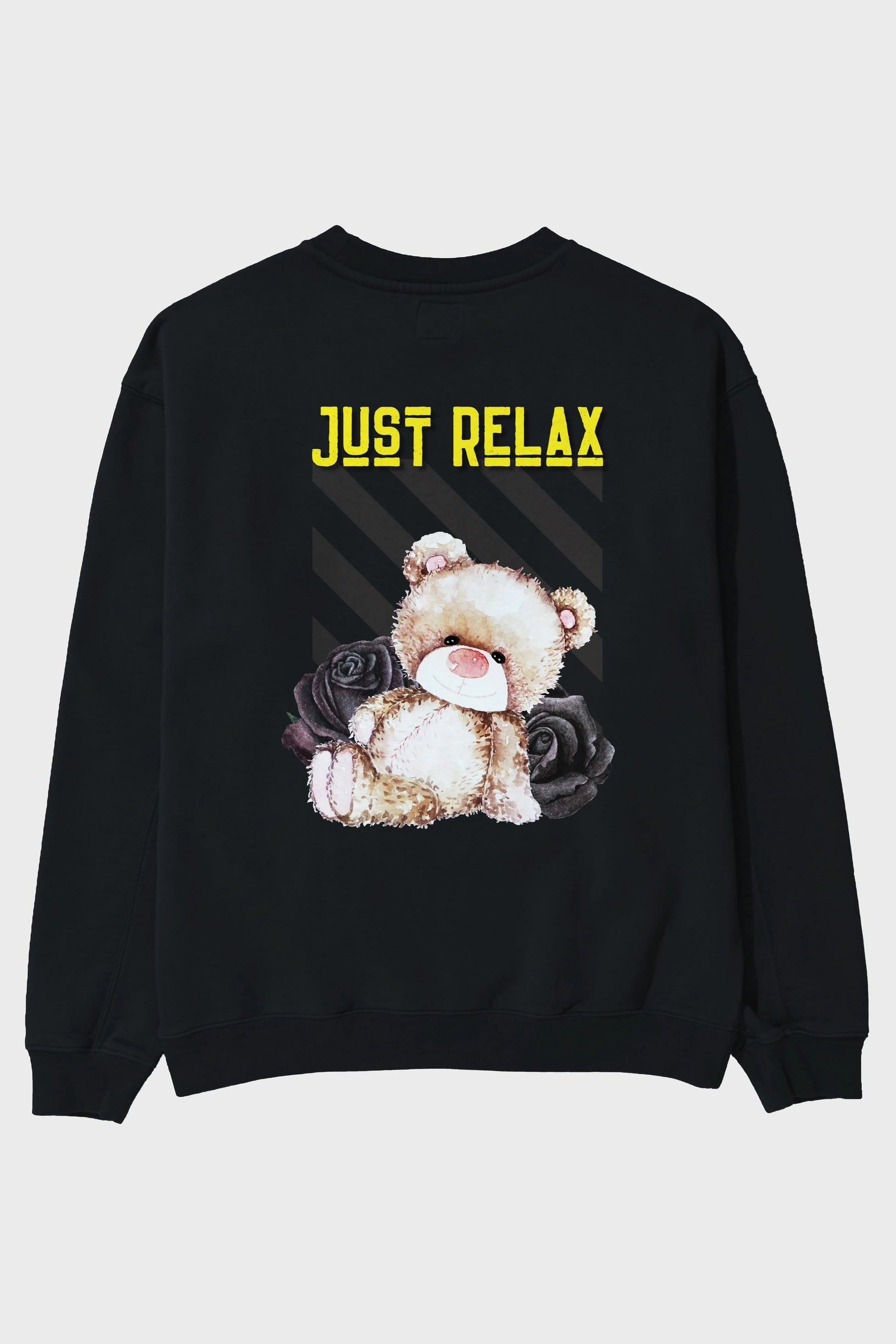 Just Relax Teddy Bear Arka Baskılı Oversize Sweatshirt Erkek Kadın Unisex