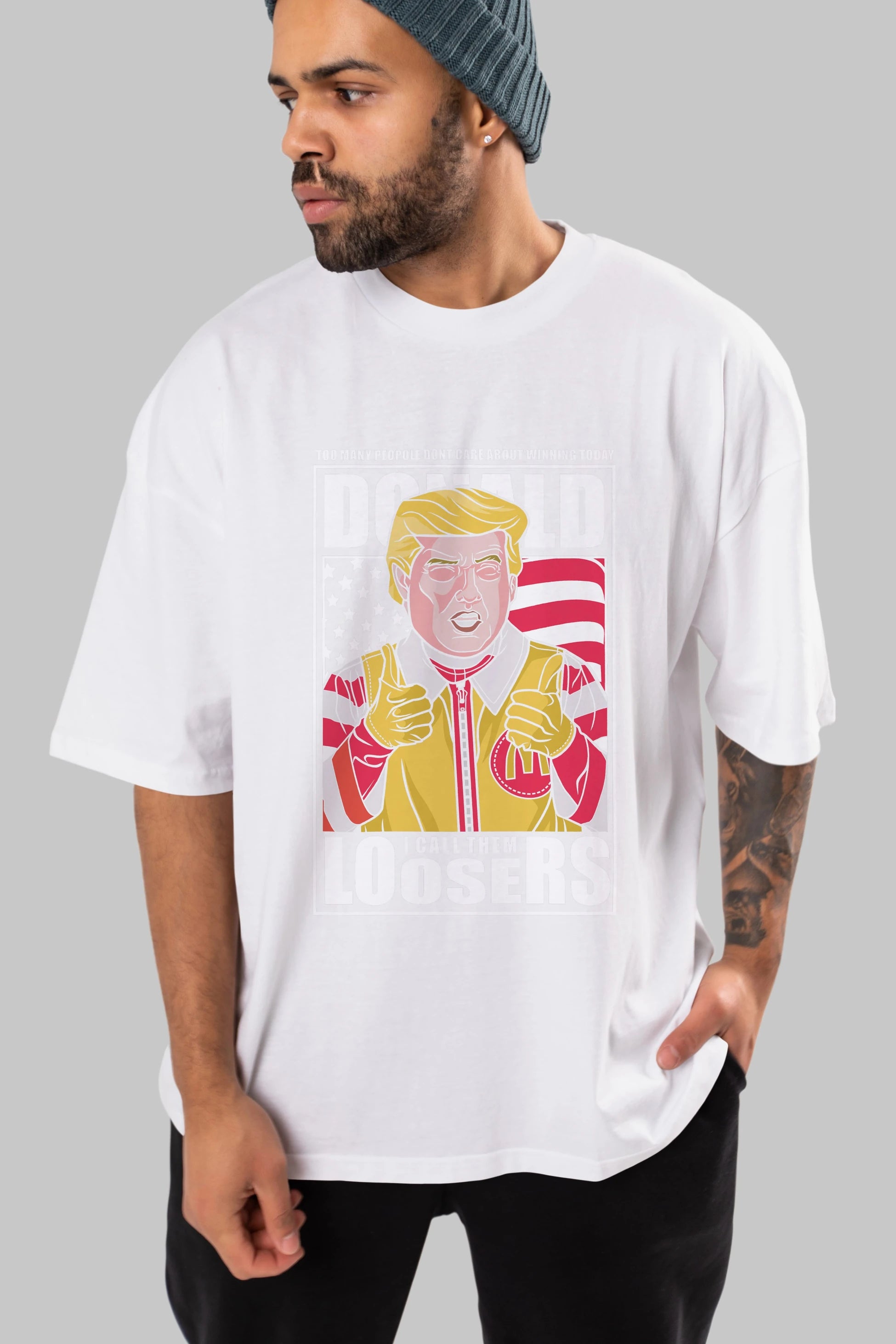 Ronald Trump Ön Baskılı Oversize t-shirt Erkek Kadın Unisex %100 Pamuk tişort
