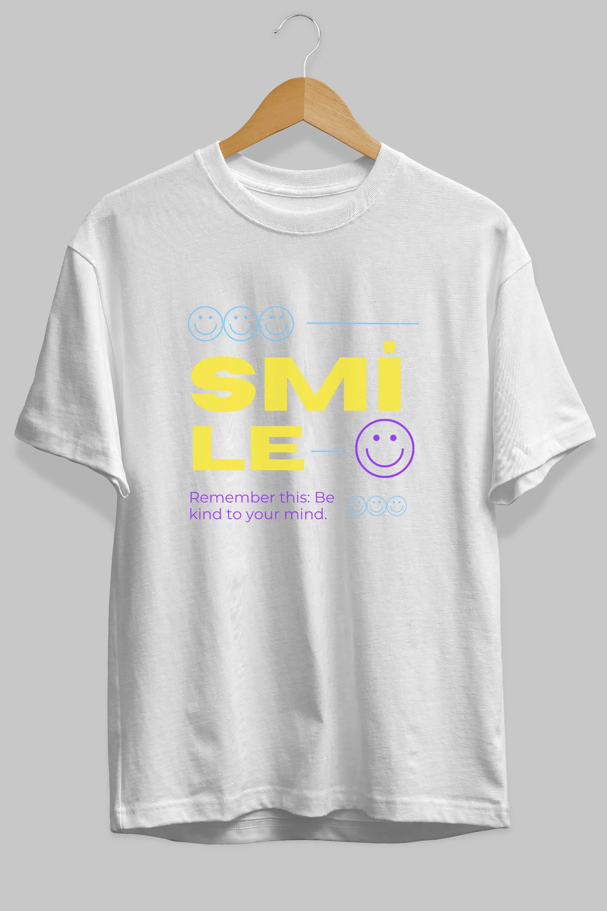 Smile Yazılı 2 Ön Baskılı Oversize t-shirt Erkek Kadın Unisex