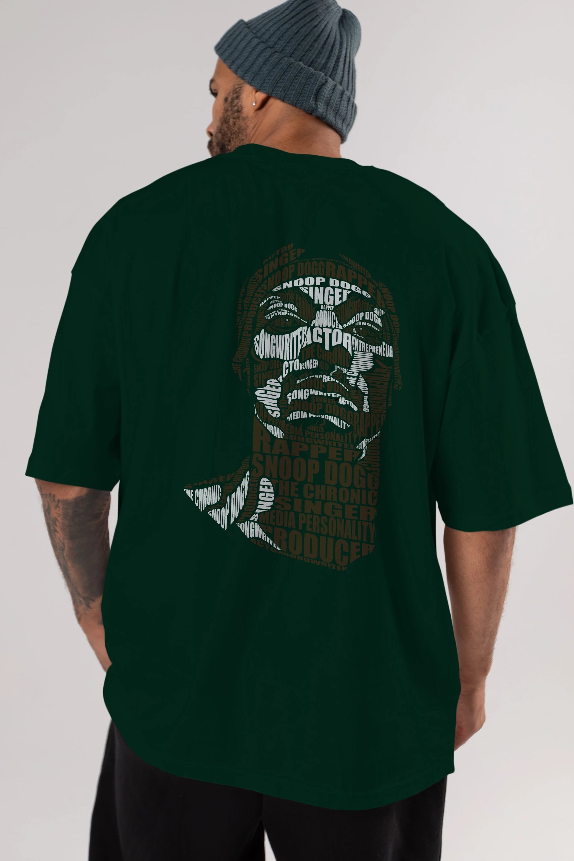 Snoop Dogg Calligram Arka Baskılı Oversize t-shirt %100 pamuk Erkek Kadın Unisex