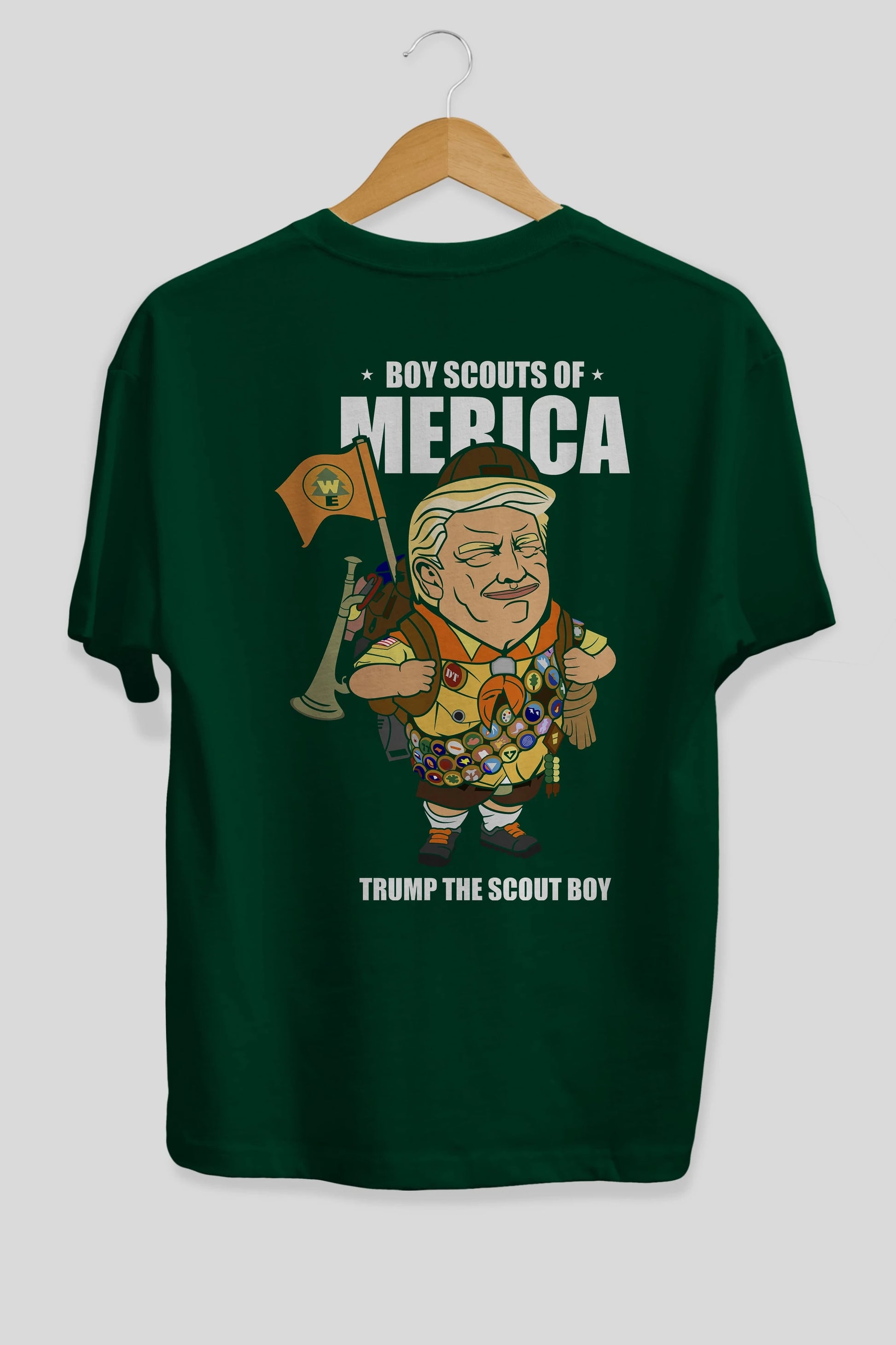 Trump Scout Boy Arka Baskılı Oversize t-shirt Erkek Kadın Unisex %100 Pamuk tişort