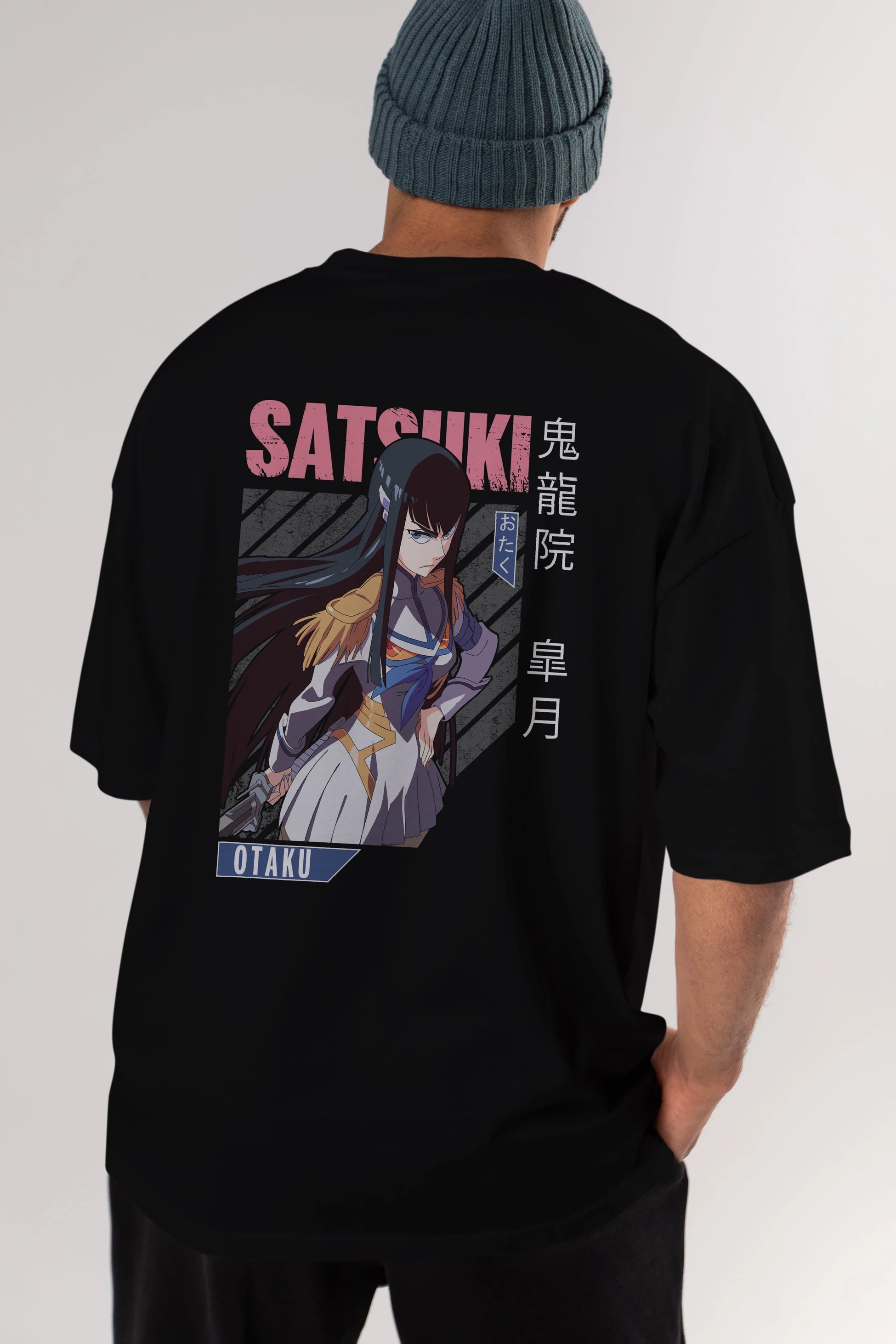 Satsuki Kiryuuin 8 Anime Arka Baskılı Oversize t-shirt Erkek Kadın Unisex