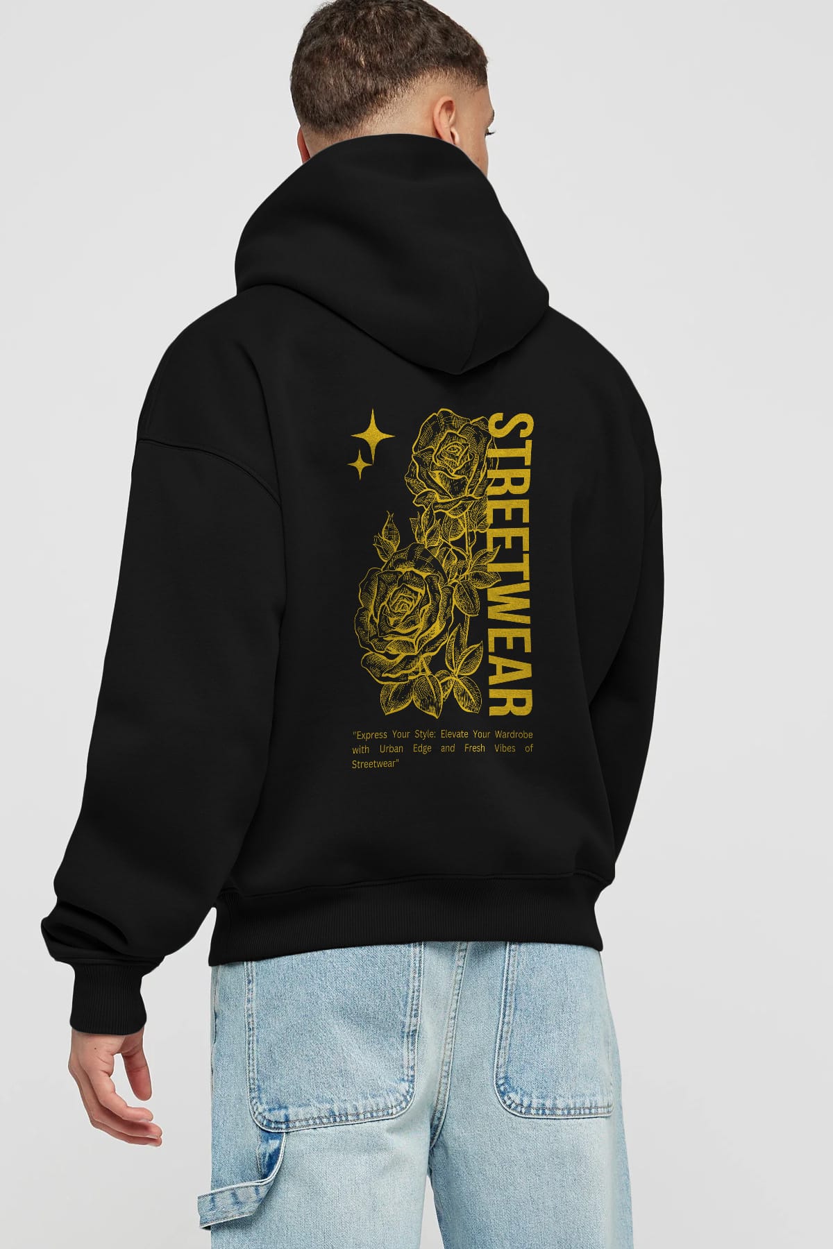 Minimalist Streetwear Arka Baskılı Oversize Hoodie Kapüşonlu Sweatshirt Erkek Kadın Unisex