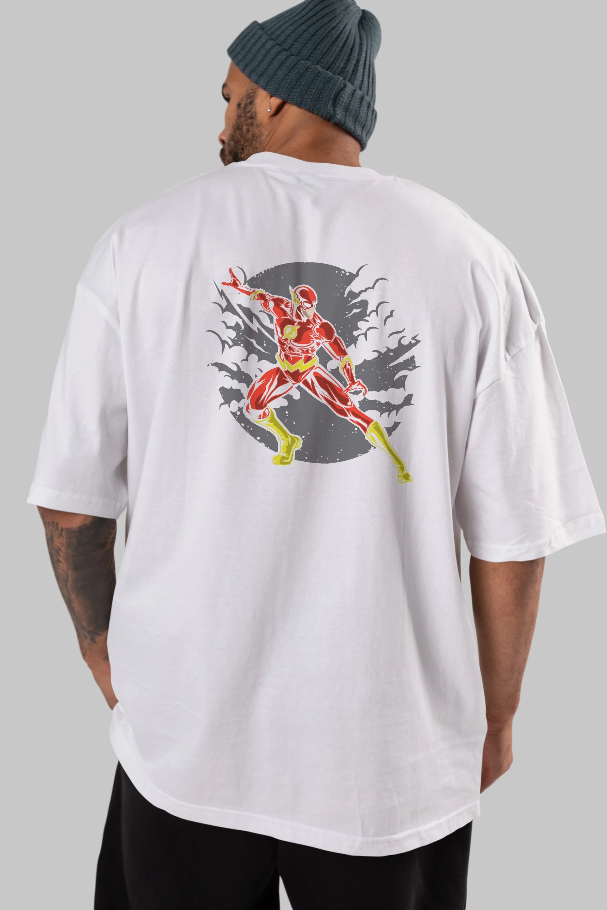 The Flash Arka Baskılı Oversize t-shirt Erkek Kadın Unisex %100 Pamuk