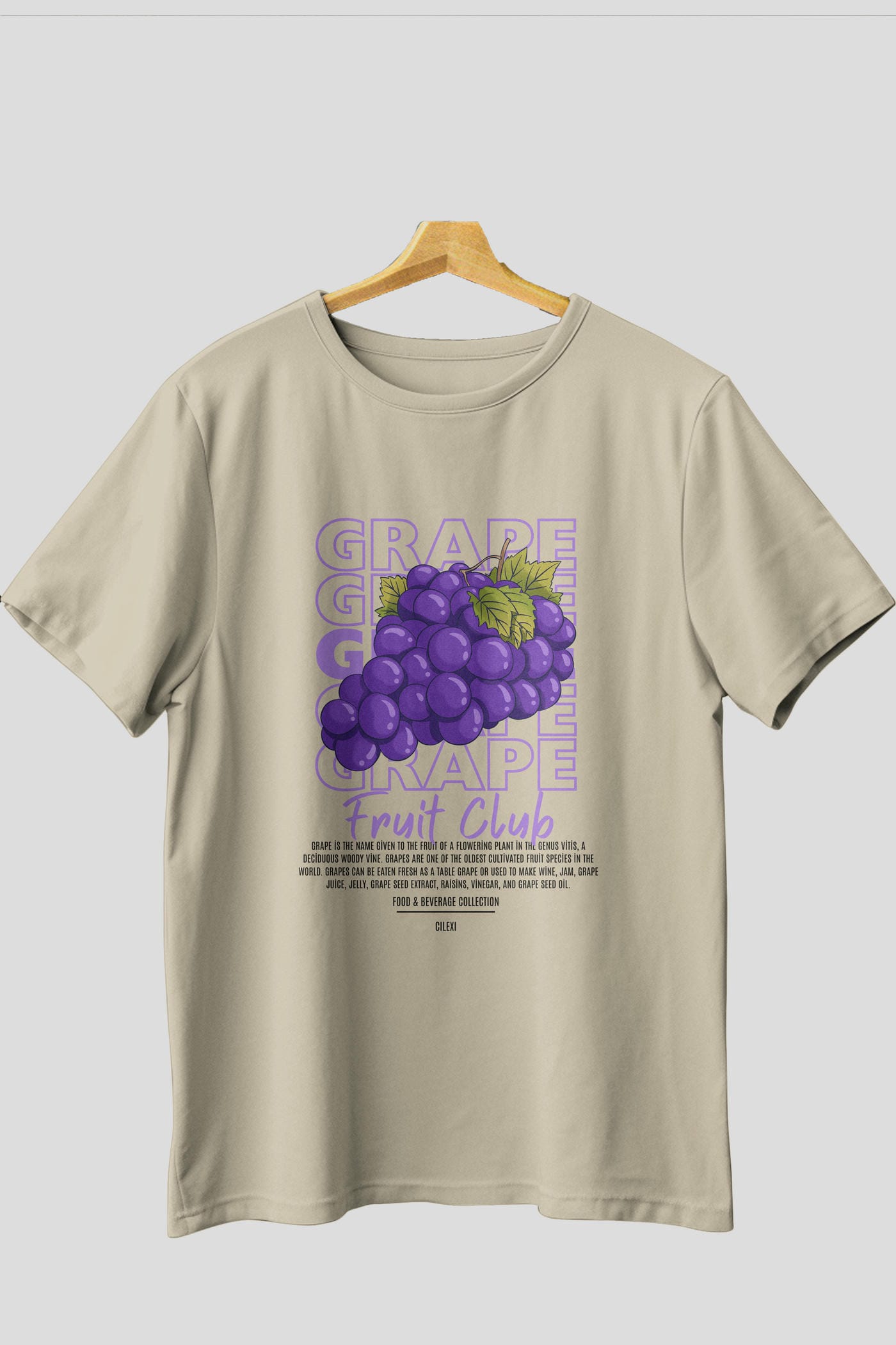 Grape Ön Baskılı Oversize t-shirt Erkek Kadın Pamuk Bisiklet Yaka tişort