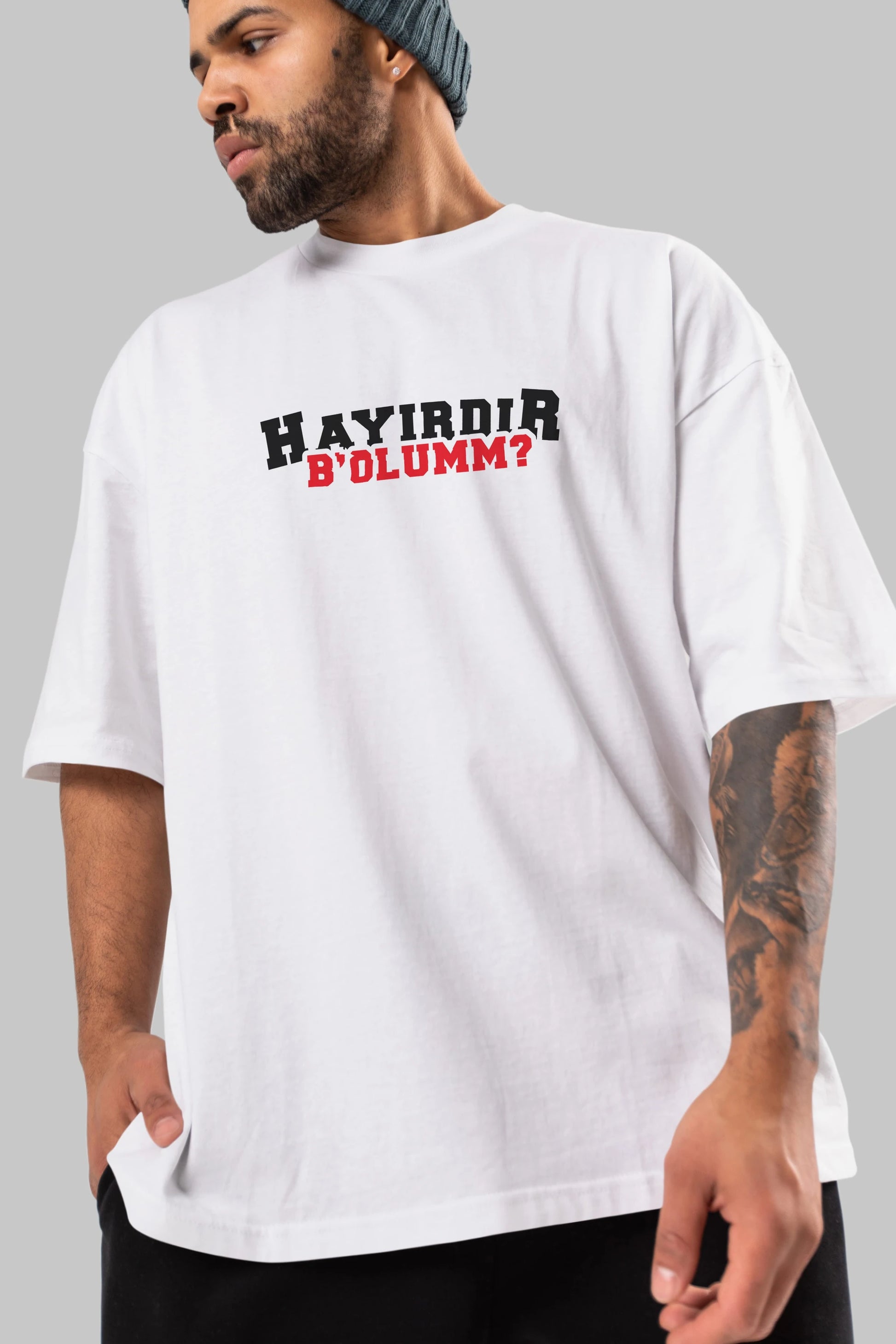 Hayırdır Bolum Ön Baskılı Oversize t-shirt %100 pamuk Erkek Kadın Unisex