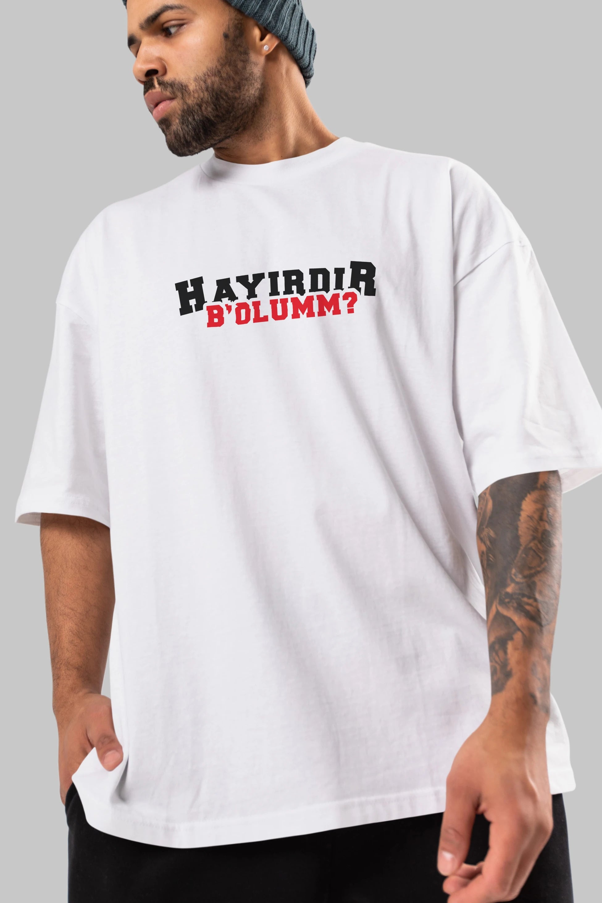 Hayırdır Bolum Ön Baskılı Oversize t-shirt %100 pamuk Erkek Kadın Unisex