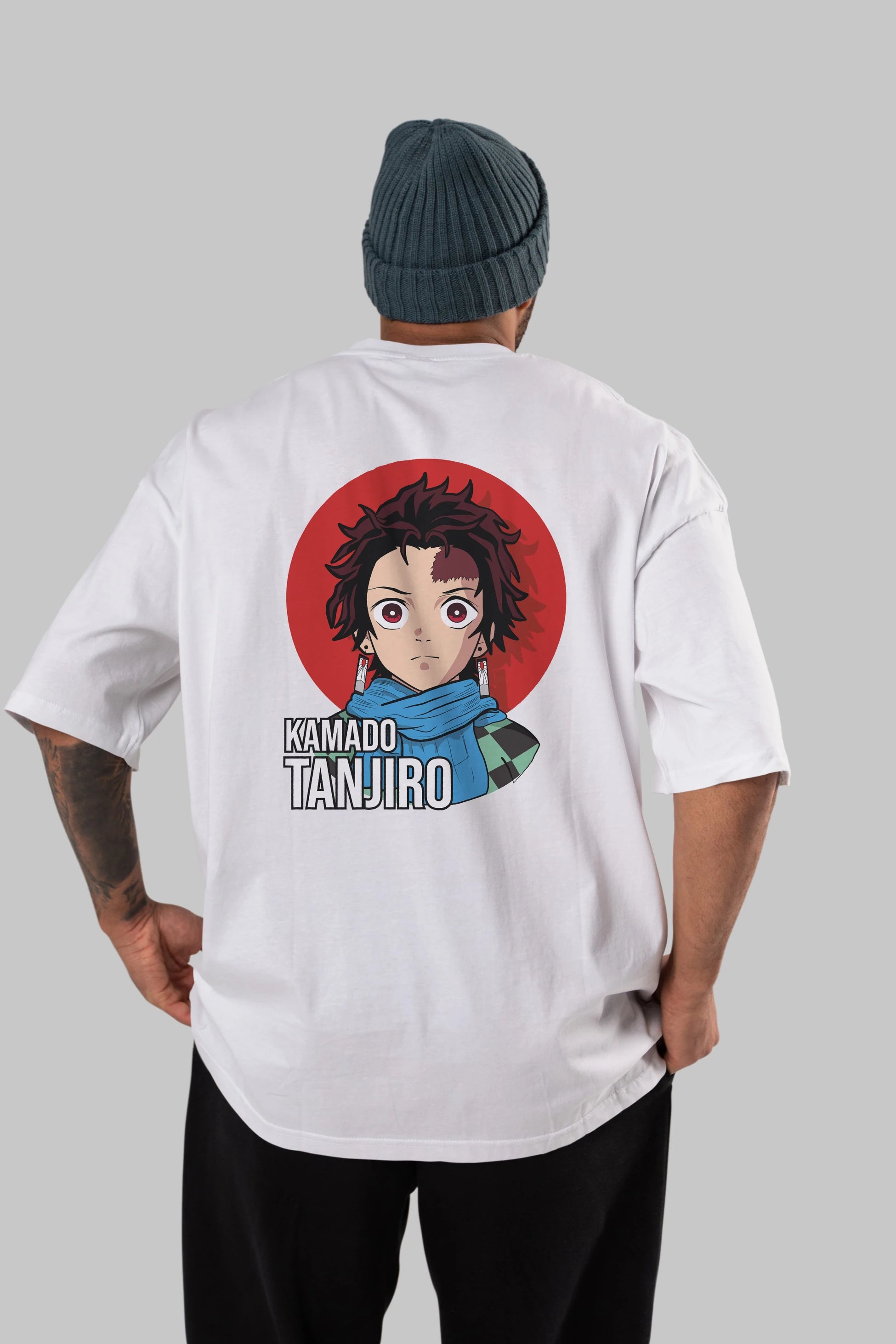 TANJIRO KAMADO Anime Arka Baskılı Oversize t-shirt Erkek Kadın Unisex