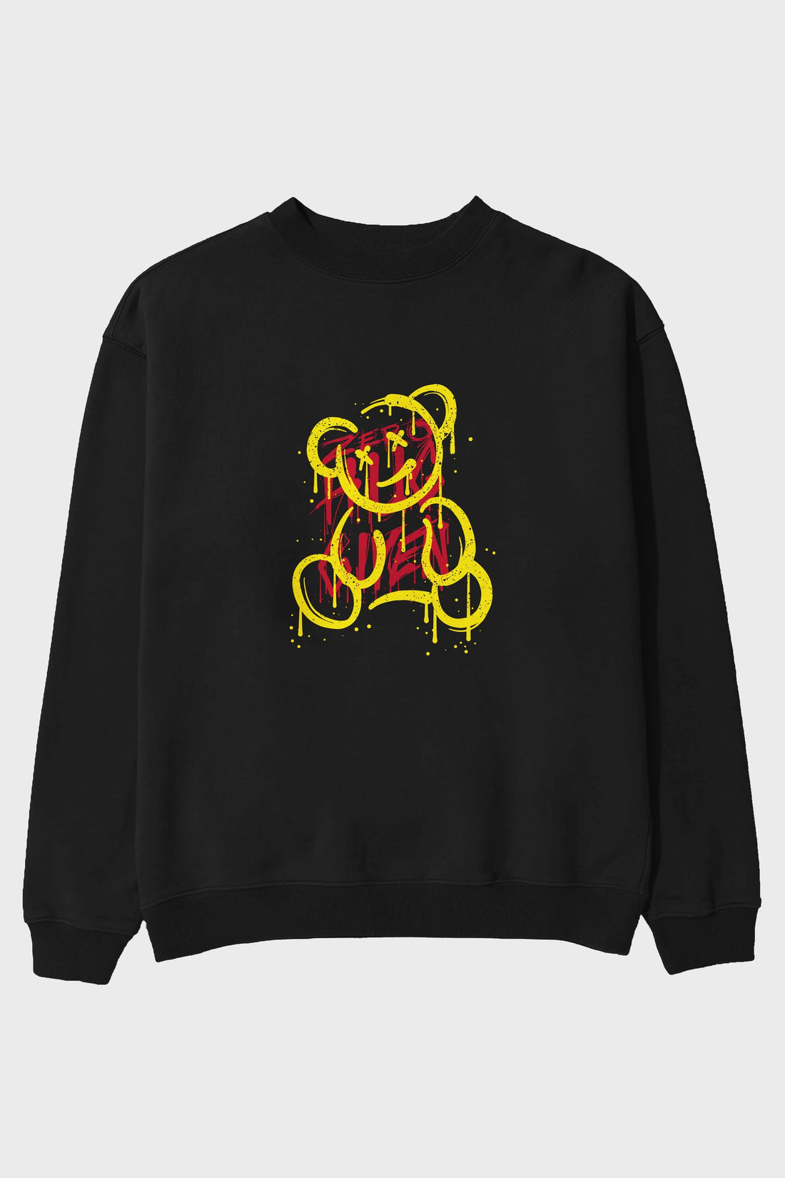 Zero Hug Bear Ön Baskılı Oversize Sweatshirt Erkek Kadın Unisex