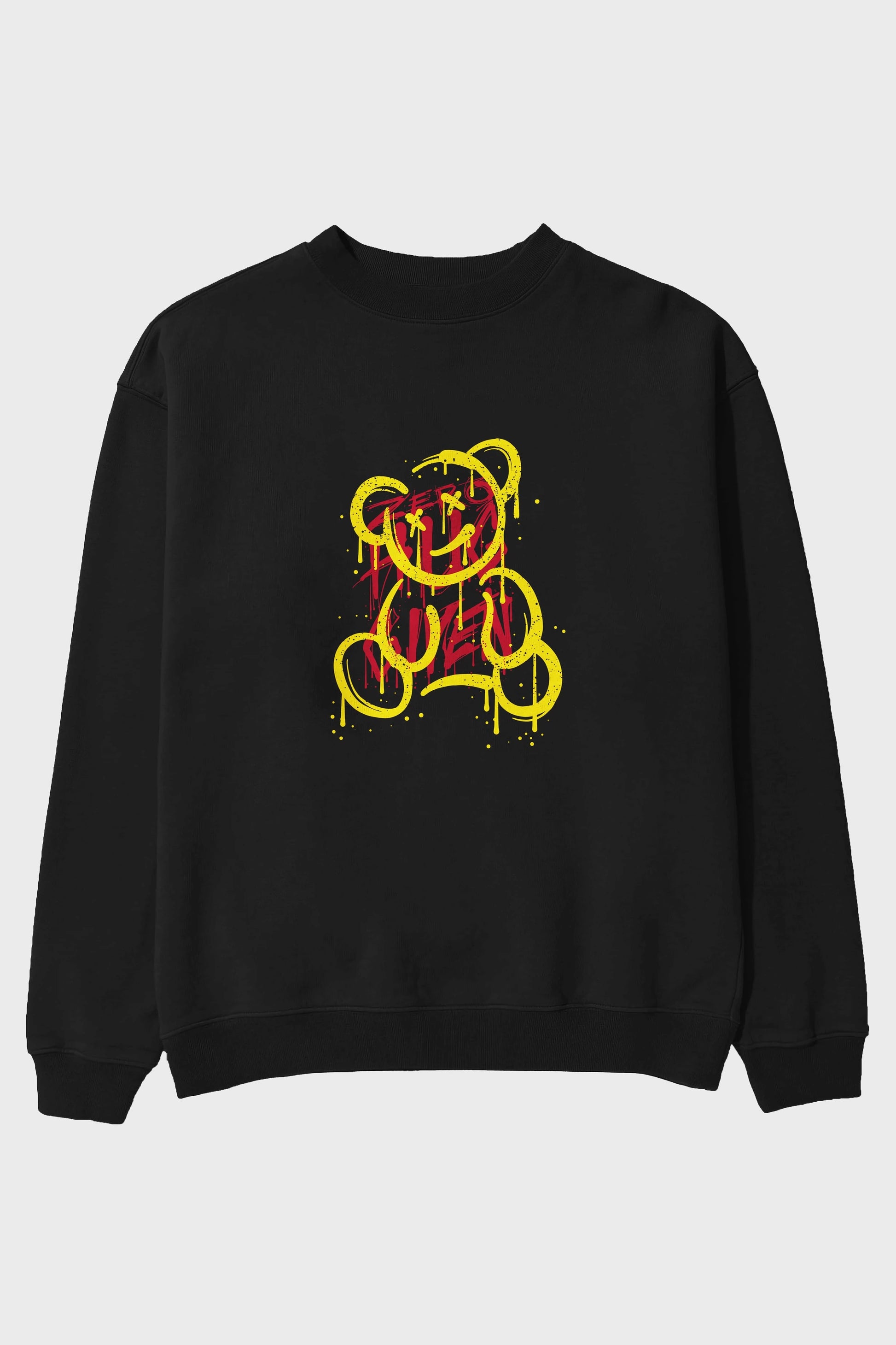Zero Hug Bear Ön Baskılı Oversize Sweatshirt Erkek Kadın Unisex