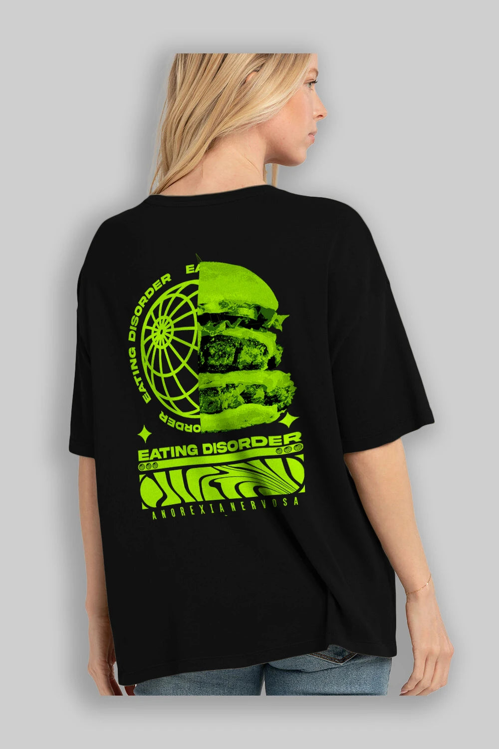Eating Disorder Arka Baskılı Oversize t-shirt Erkek Kadın Unisex