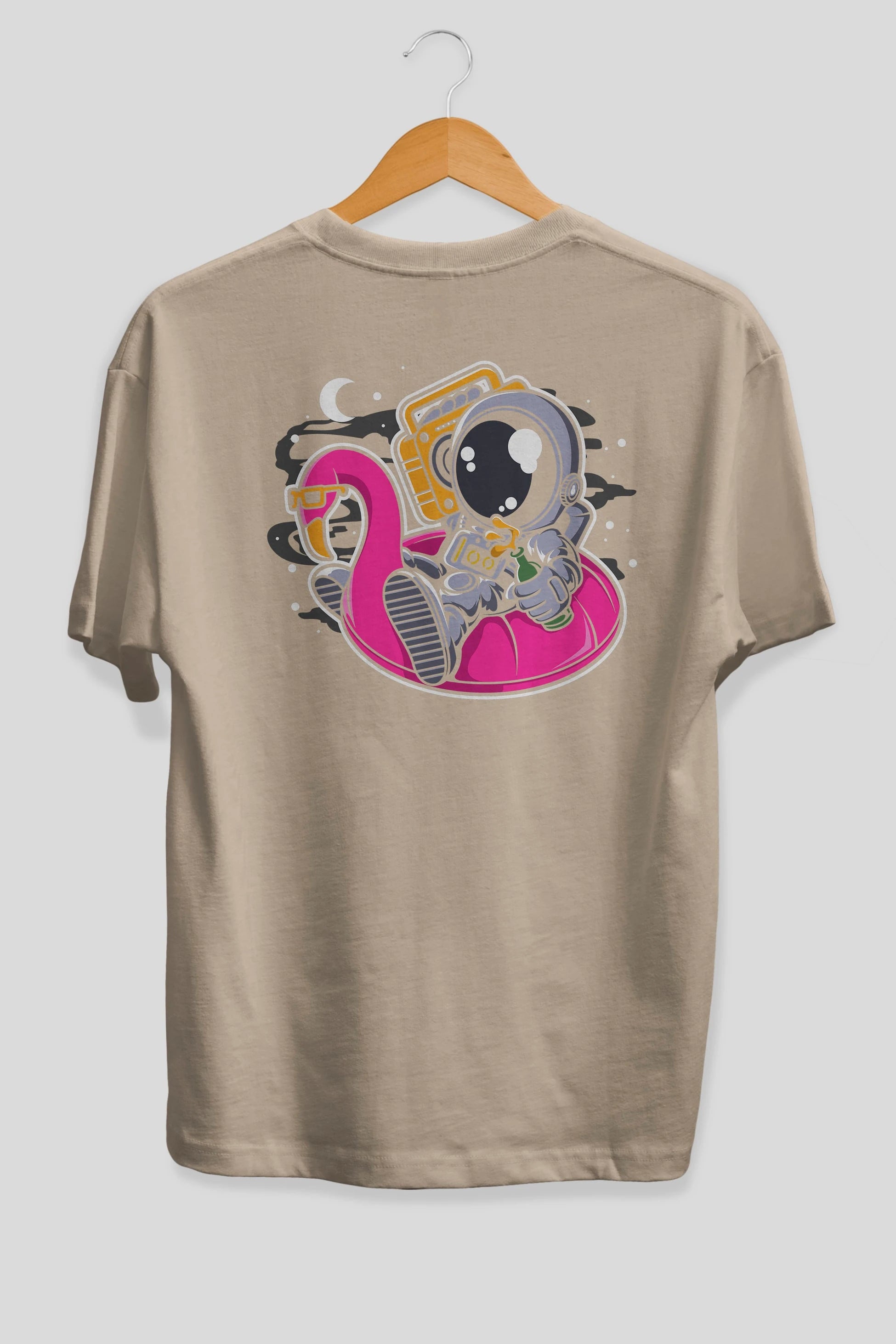 Astronaut Floaties Ballon Arka Baskılı Oversize t-shirt Erkek Kadın Unisex