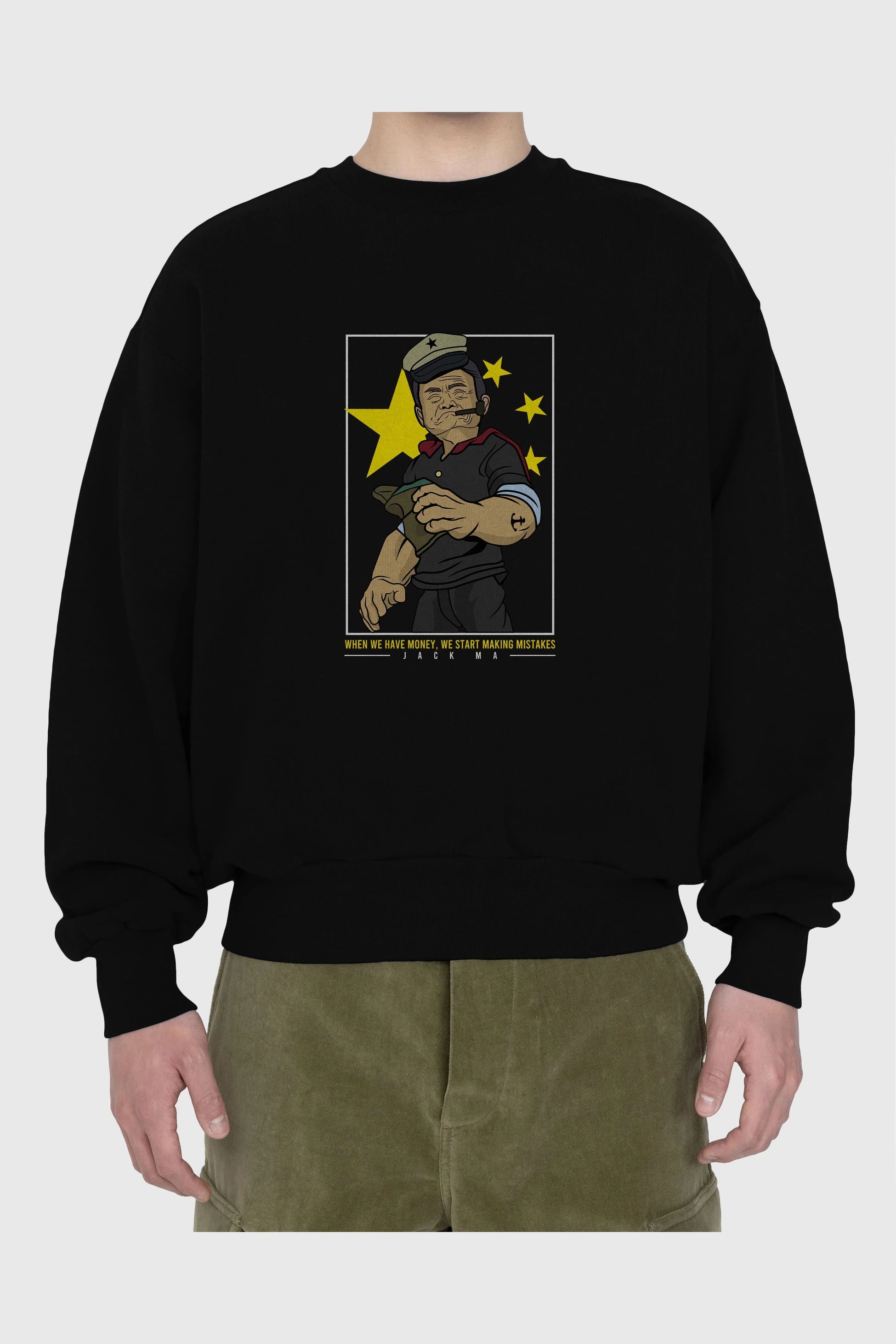 Popeye Jack Ma Ön Baskılı Oversize Sweatshirt Erkek Kadın Unisex