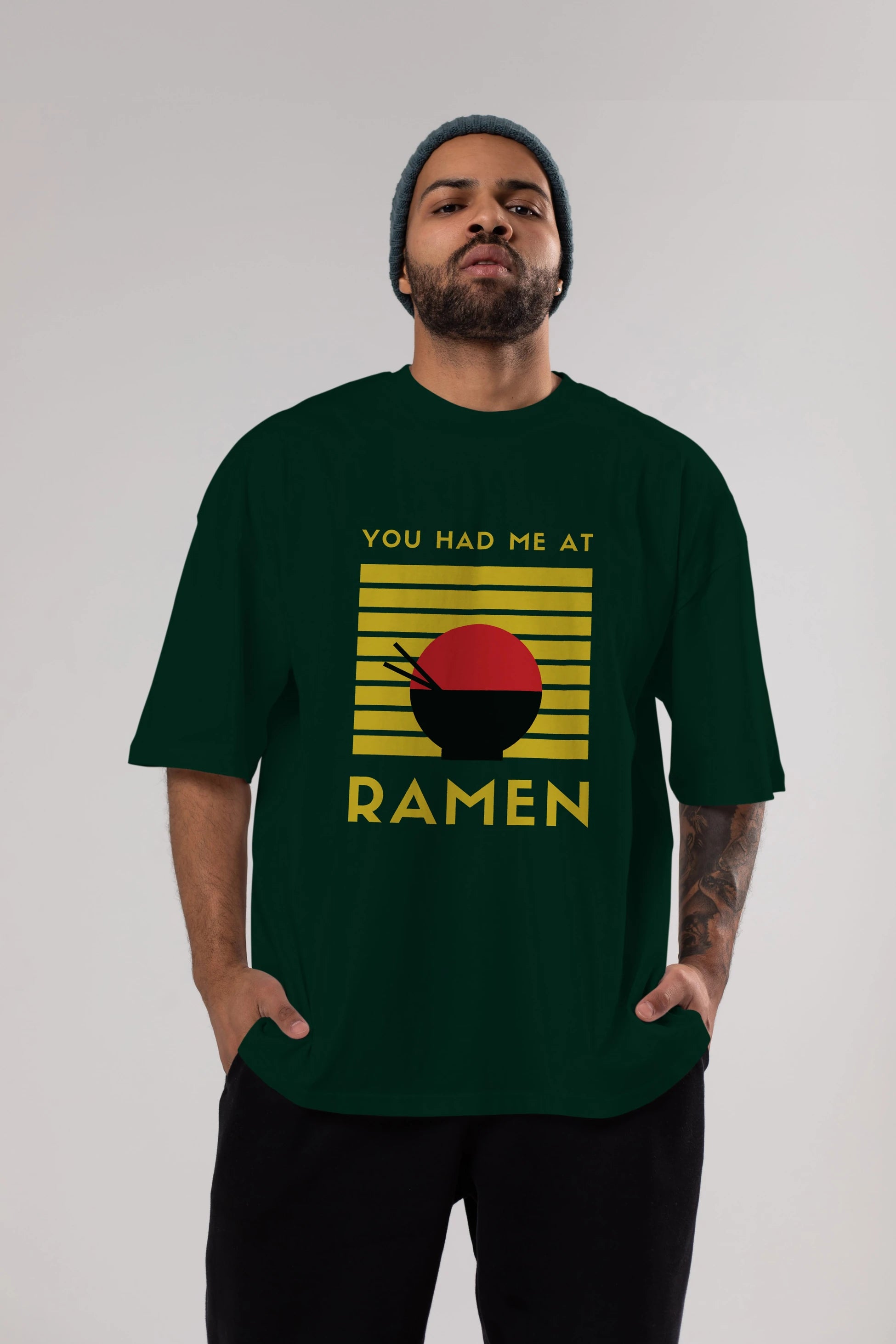 You Had me at Ramen Yazılı Ön Baskılı Oversize t-shirt Erkek Kadın Unisex