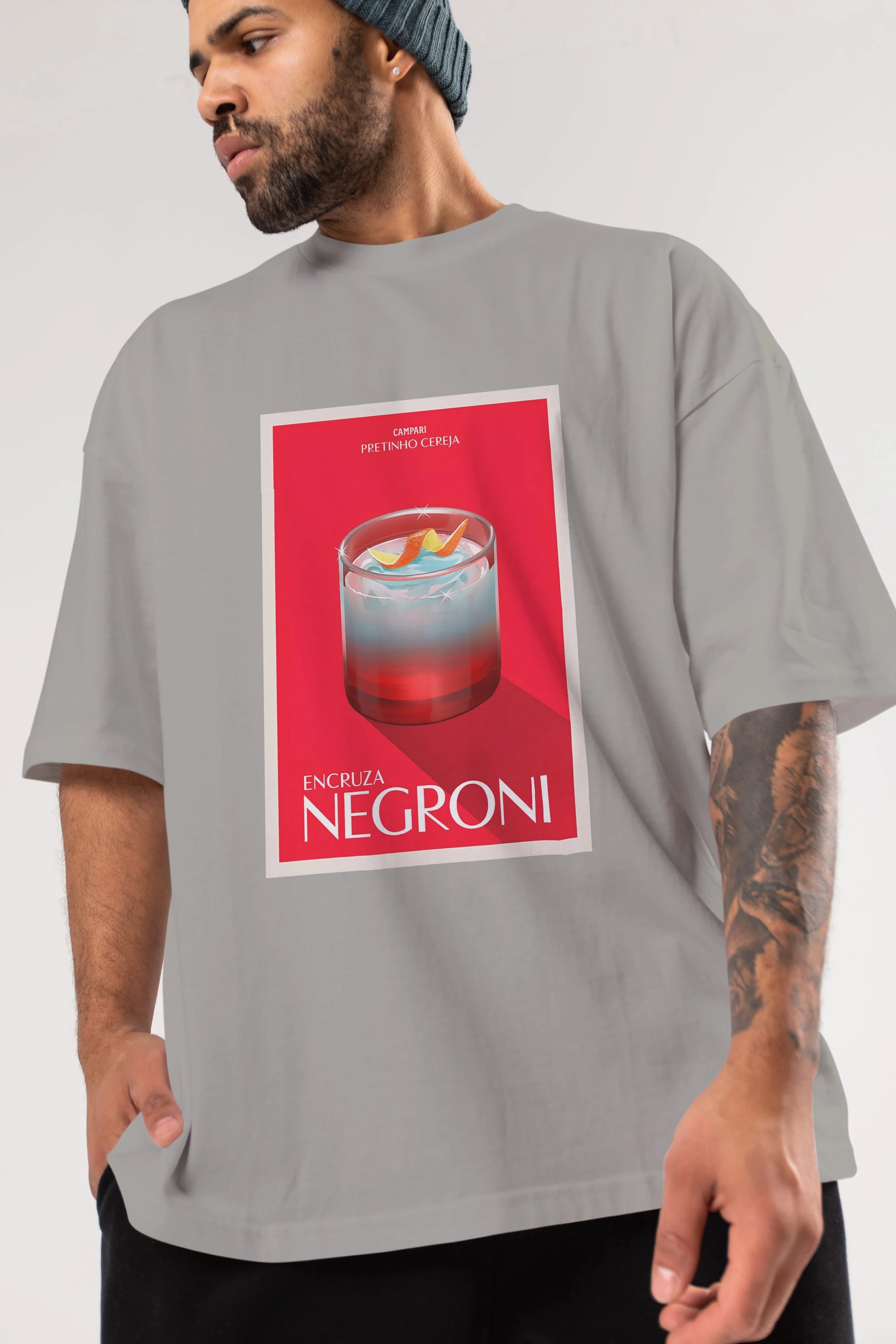 Encruza Negroni Ön Baskılı Oversize t-shirt Erkek Kadın Unisex %100 Pamuk Bisiklet Yaka tişort
