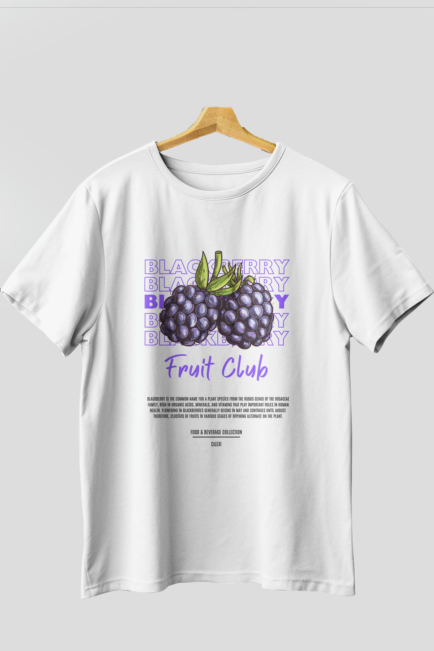 Blackberry Ön Baskılı Oversize t-shirt Erkek Kadın Pamuk Bisiklet Yaka tişort