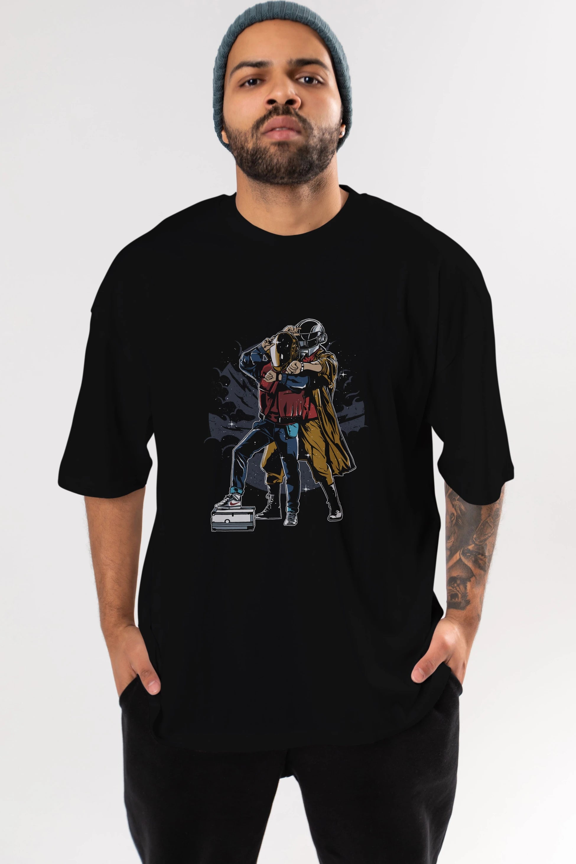 Back To The Beat Ön Baskılı Oversize t-shirt Erkek Kadın Unisex %100 Pamuk tişort