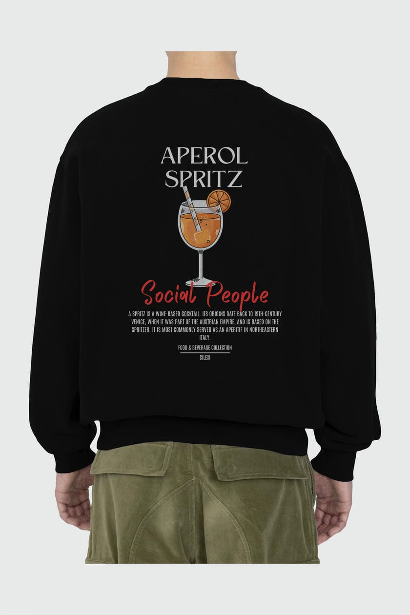 Aperol Spritz Arka Baskılı Oversize Sweatshirt Erkek Kadın Unisex