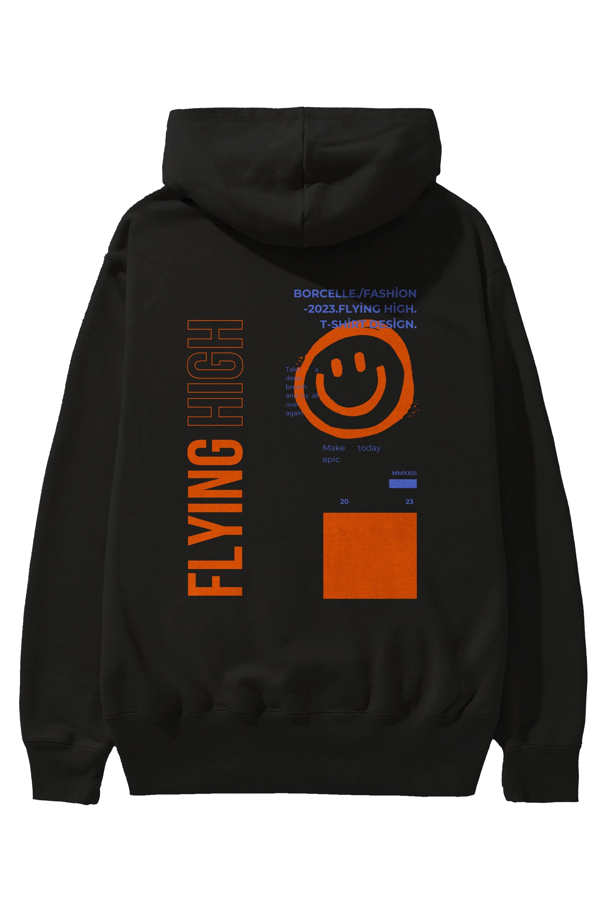 Flying High Yazılı Arka Baskılı Oversize Hoodie Kapüşonlu Sweatshirt Erkek Kadın Unisex