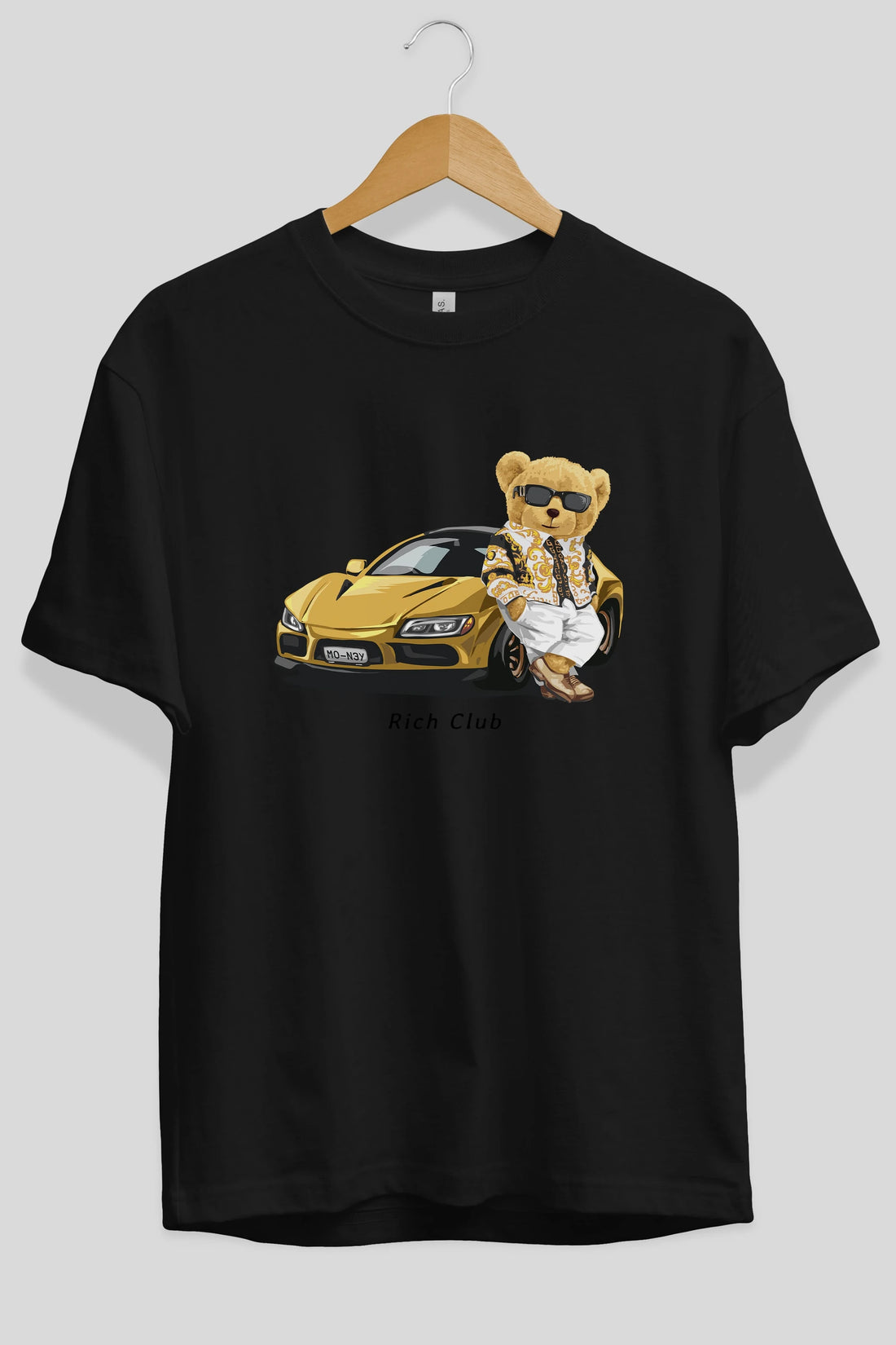 Teddy Bear Rich Club Ön Baskılı Oversize t-shirt Erkek Kadın Unisex %100 Pamuk
