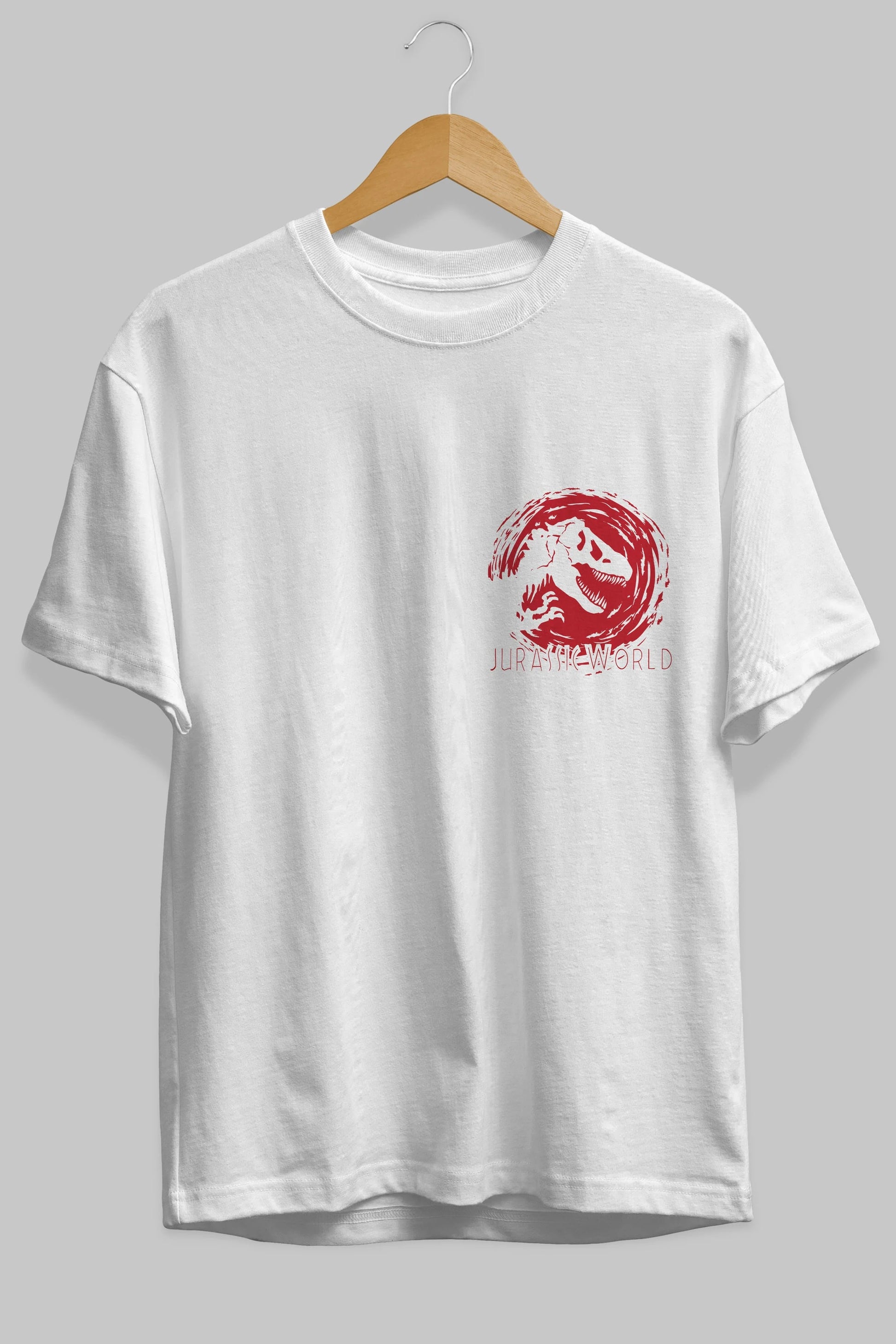 Jurassic Park (3) Ön Sol Baskılı Oversize t-shirt Erkek Kadın Unisex %100 Pamuk Bisiklet Yaka tişort