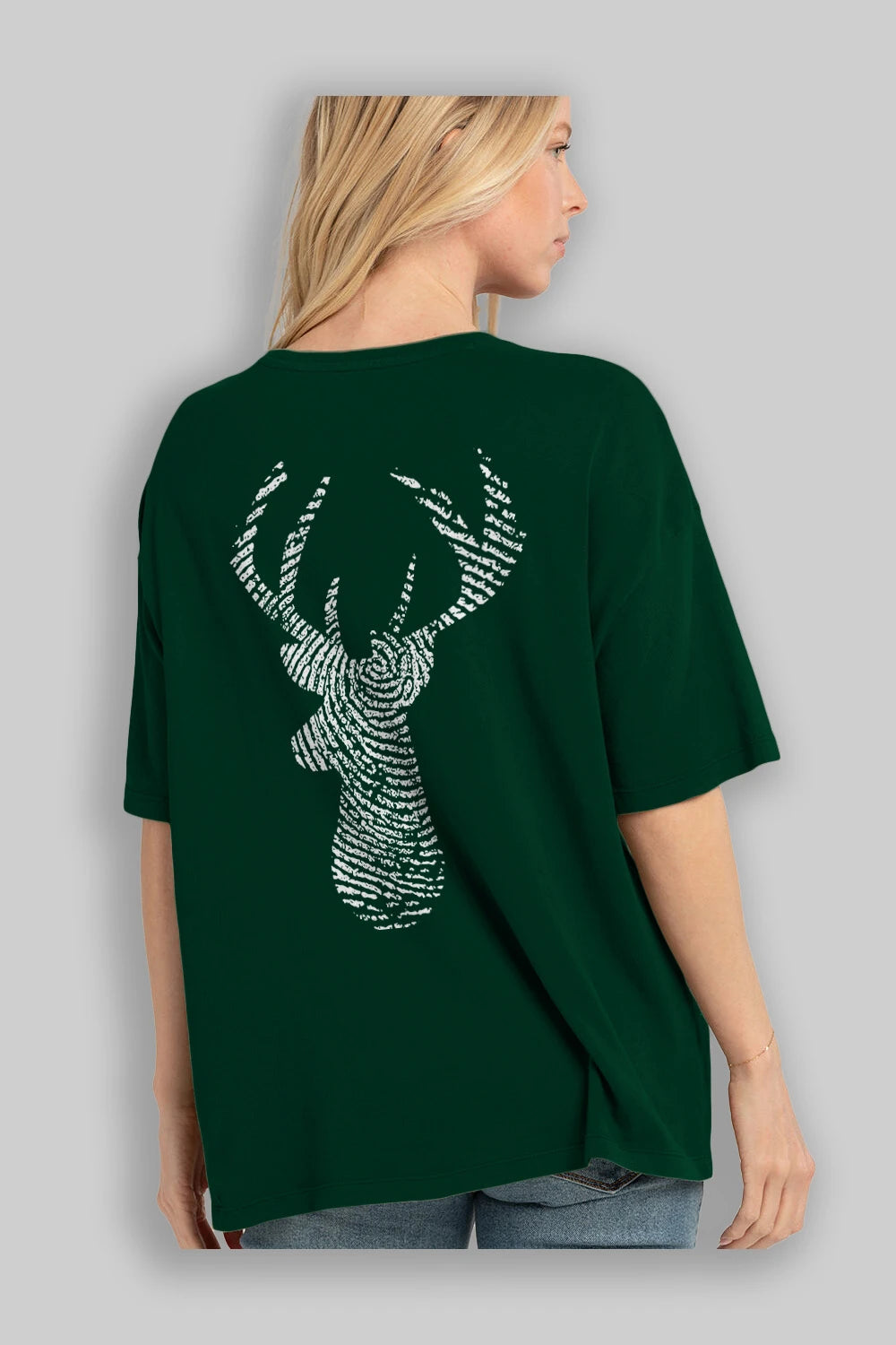 Deer 3 Arka Baskılı Oversize t-shirt %100 pamuk Erkek Kadın Unisex