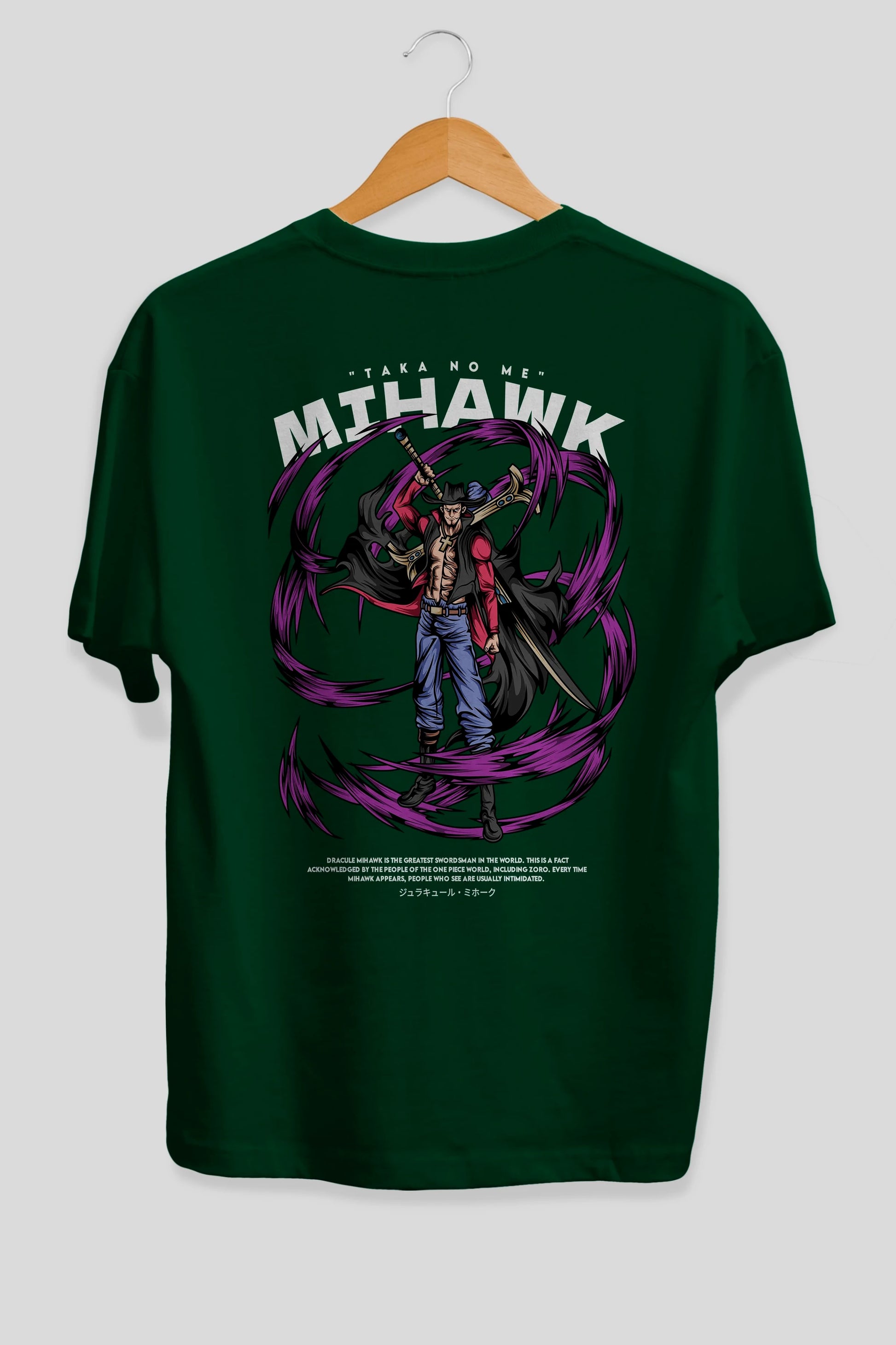 Mihawk Anime Arka Baskılı Oversize t-shirt Erkek Kadın Unisex