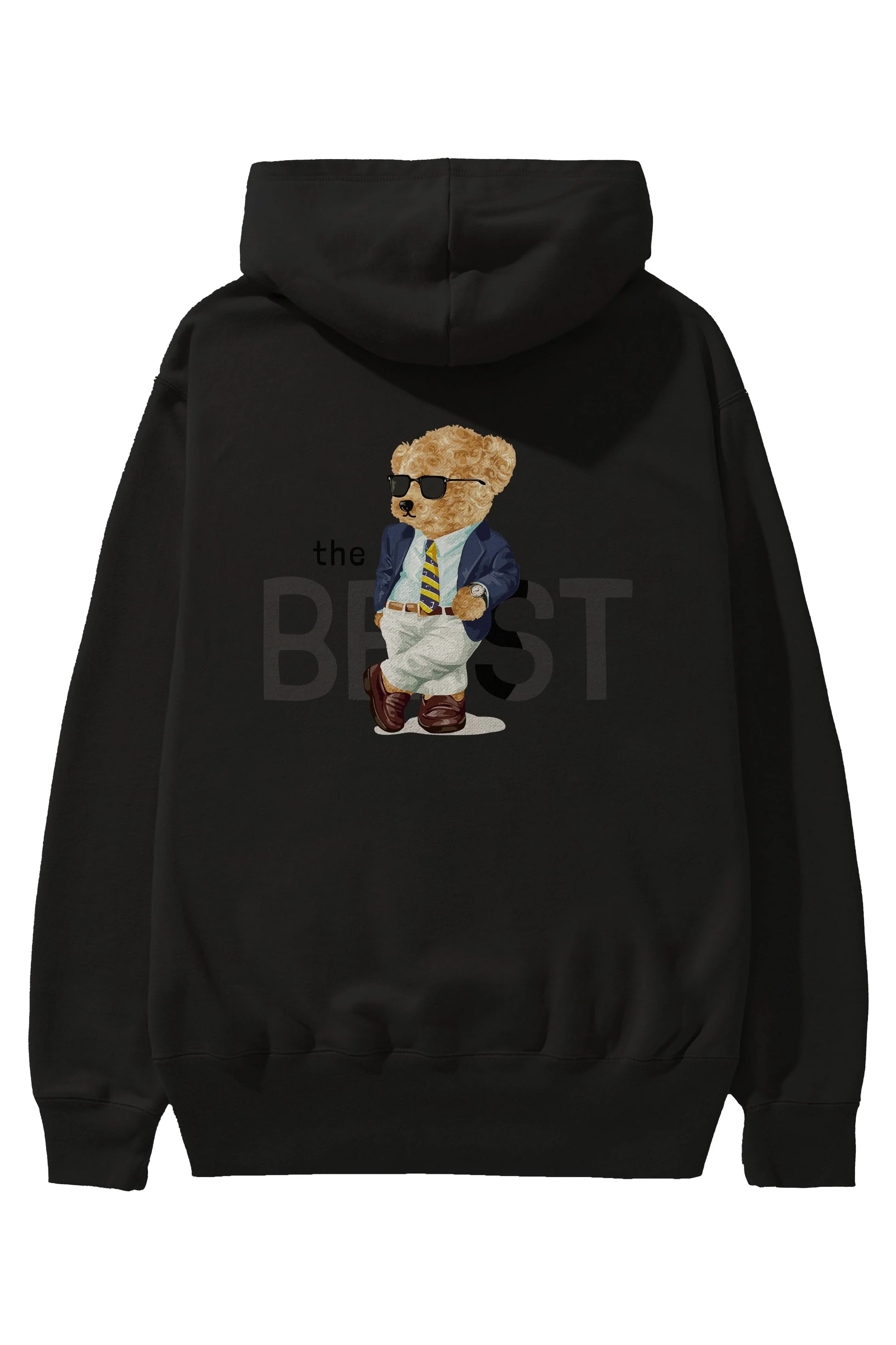 Teddy Bear The Best Arka Baskılı Hoodie Oversize Kapüşonlu Sweatshirt Erkek Kadın Unisex