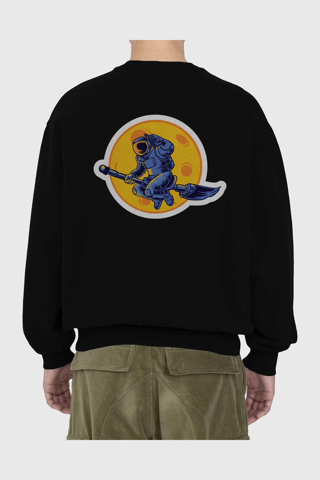 Space Witch Sticker Arka Baskılı Oversize Sweatshirt Erkek Kadın Unisex