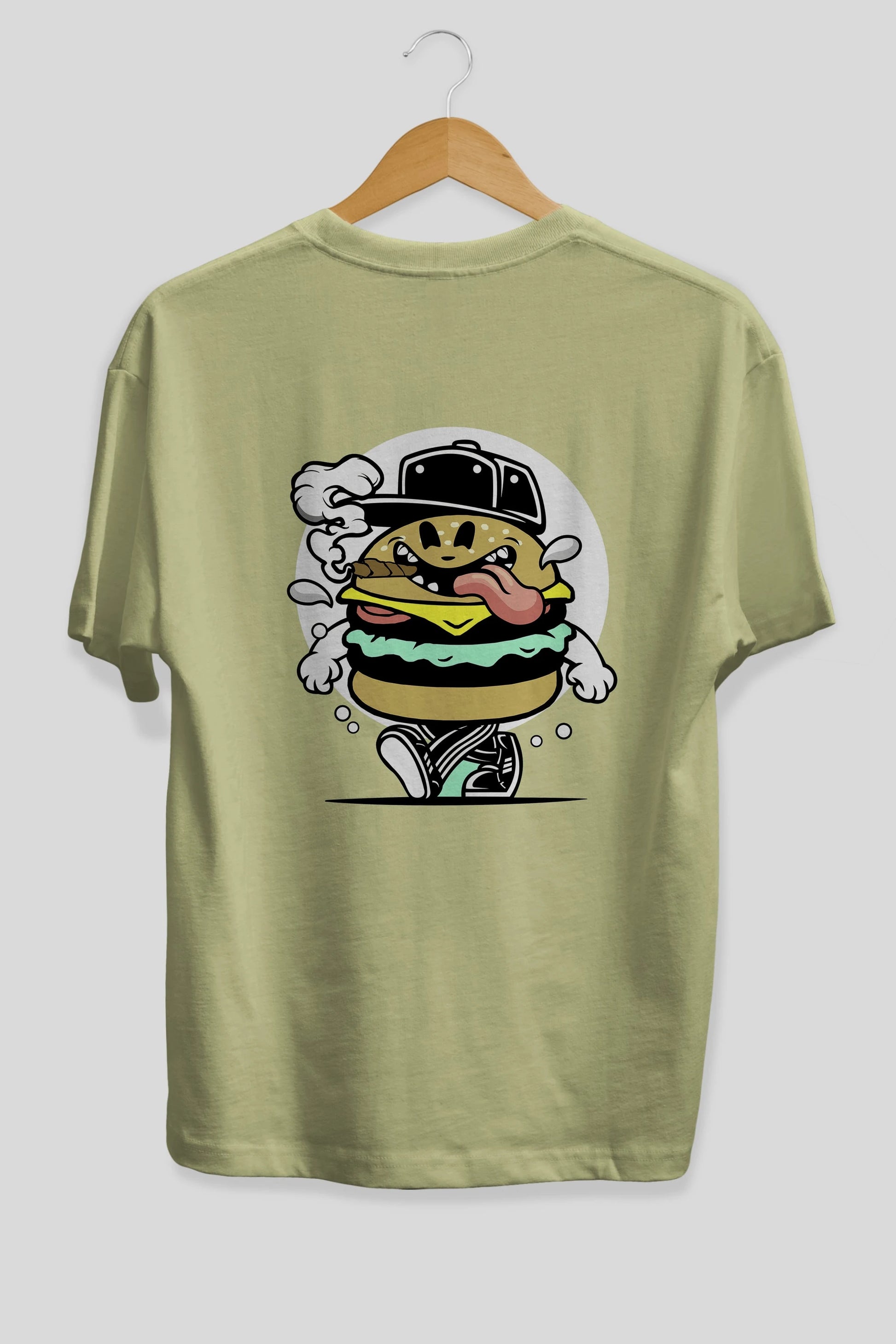 Burger Guy Arka Baskılı Oversize t-shirt Erkek Kadın Unisex %100 Pamuk tişort