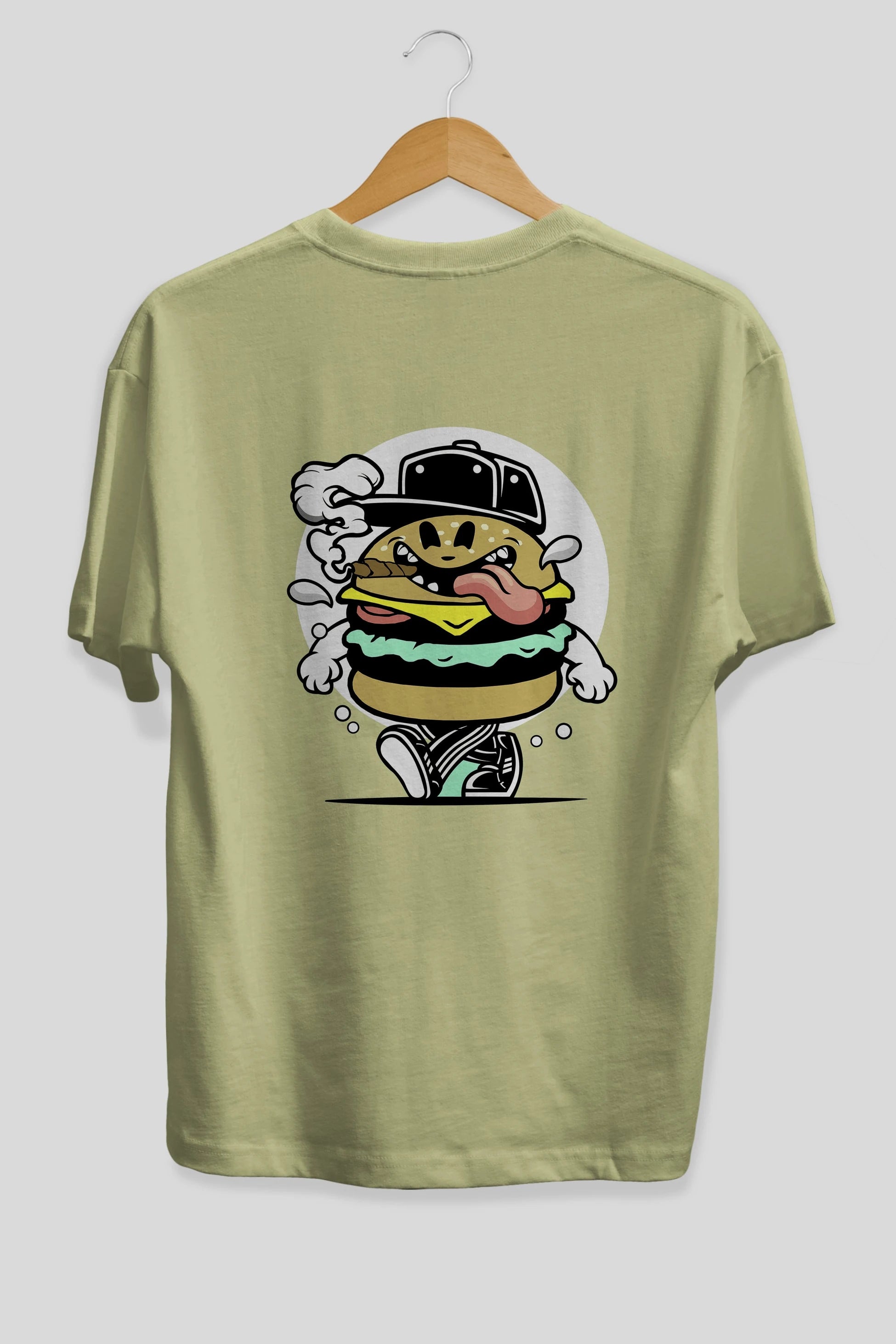 Burger Guy Arka Baskılı Oversize t-shirt Erkek Kadın Unisex %100 Pamuk tişort