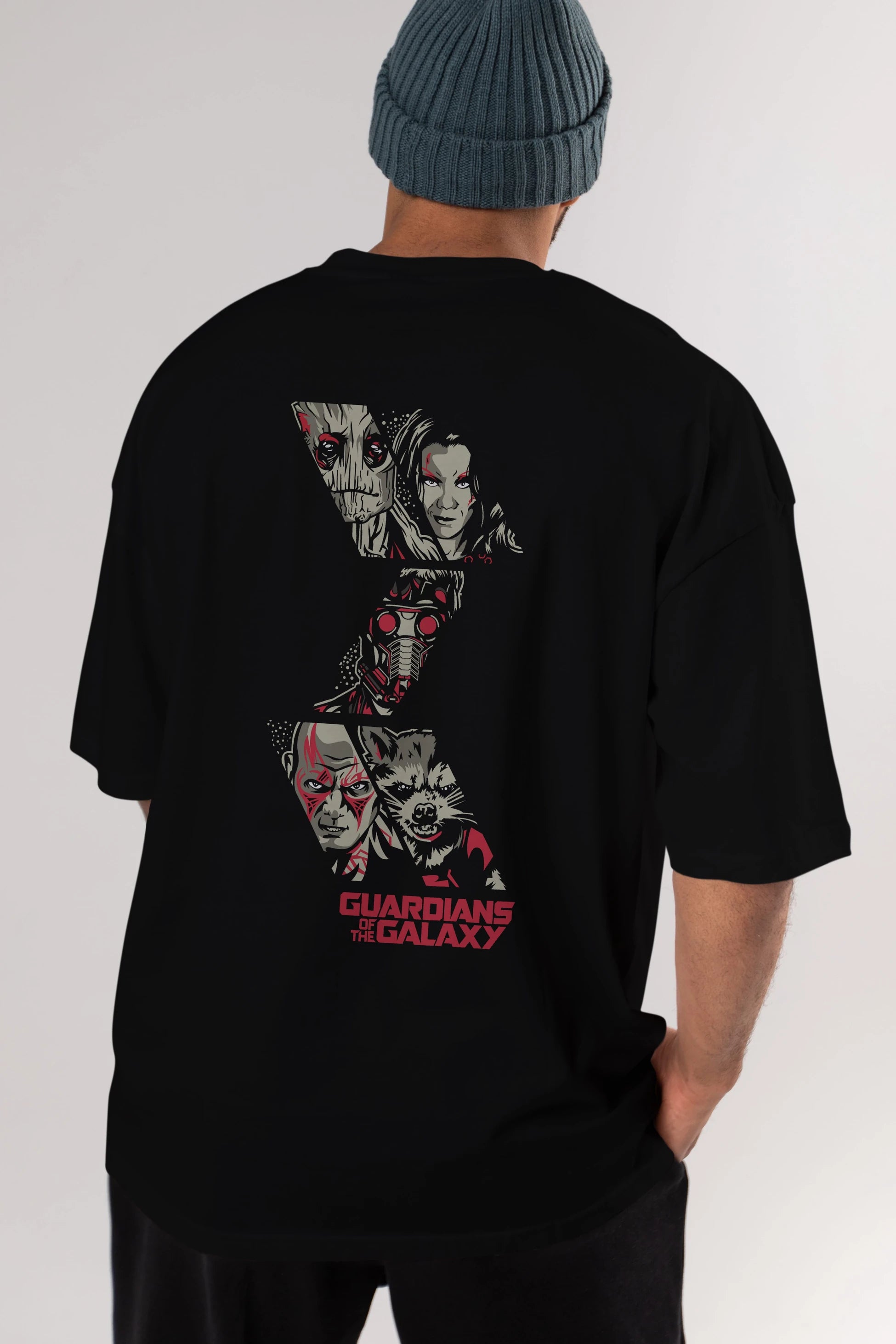 Guardians of The Galaxy (2) Arka Baskılı Oversize t-shirt Erkek Kadın Unisex %100 Pamuk Bisiklet Yaka tişort