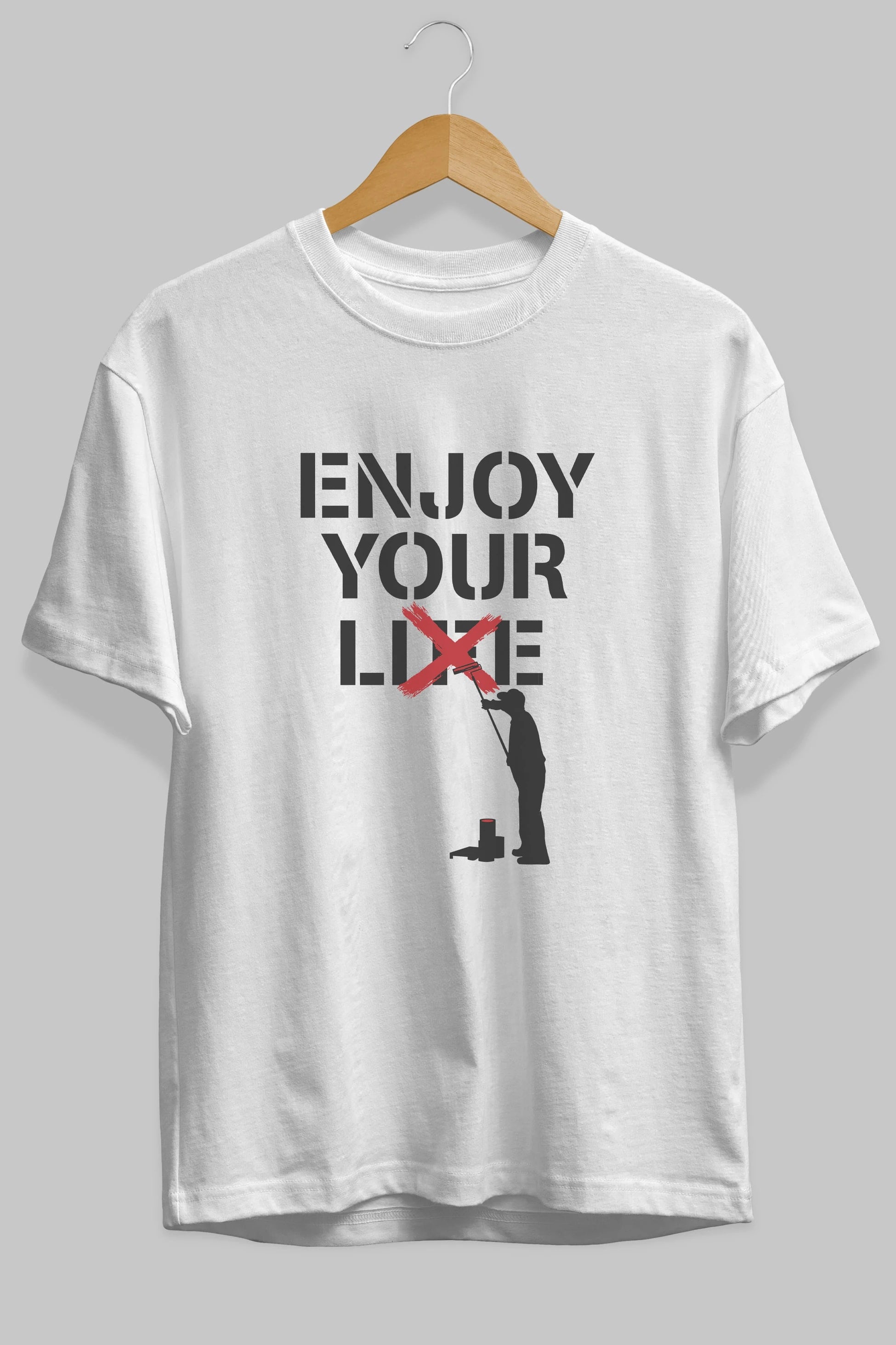 Enjoy Your Lie Ön Baskılı Oversize t-shirt %100 pamuk Erkek Kadın Unisex
