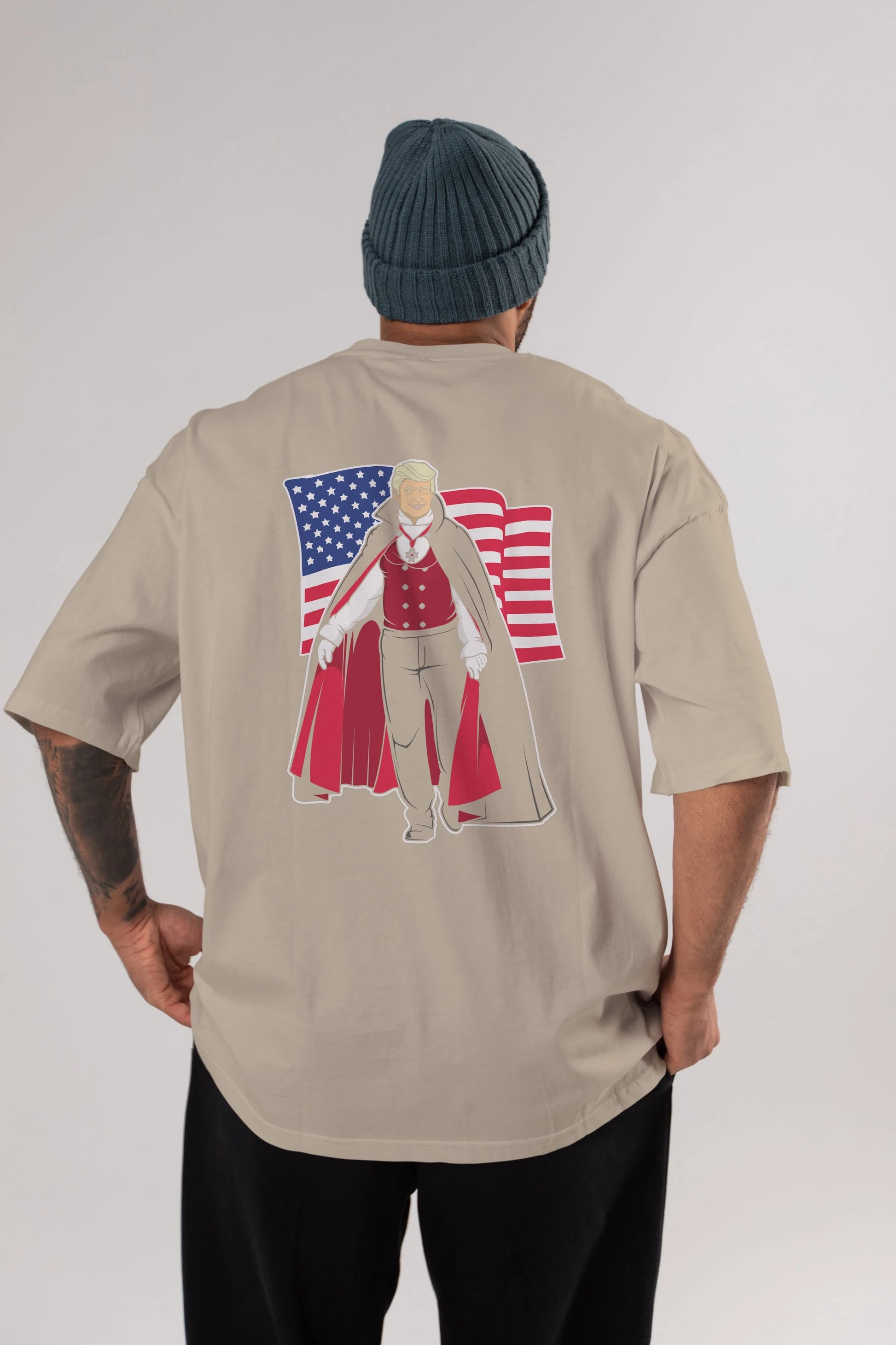 Trump Dracula Arka Baskılı Oversize t-shirt Erkek Kadın Unisex %100 Pamuk tişort