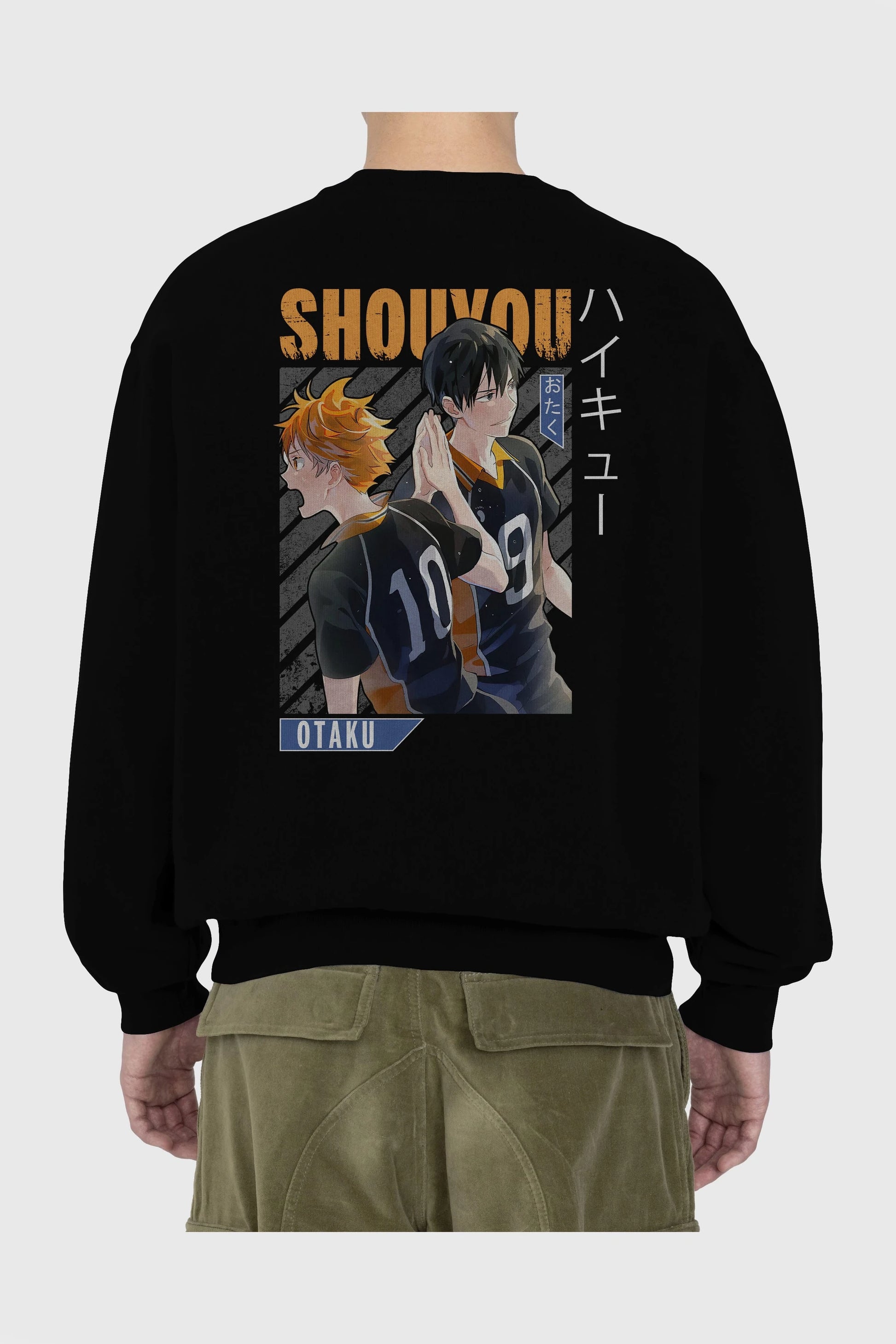 Shouyou Hinata 12 Anime Arka Baskılı Oversize Sweatshirt Erkek Kadın Unisex