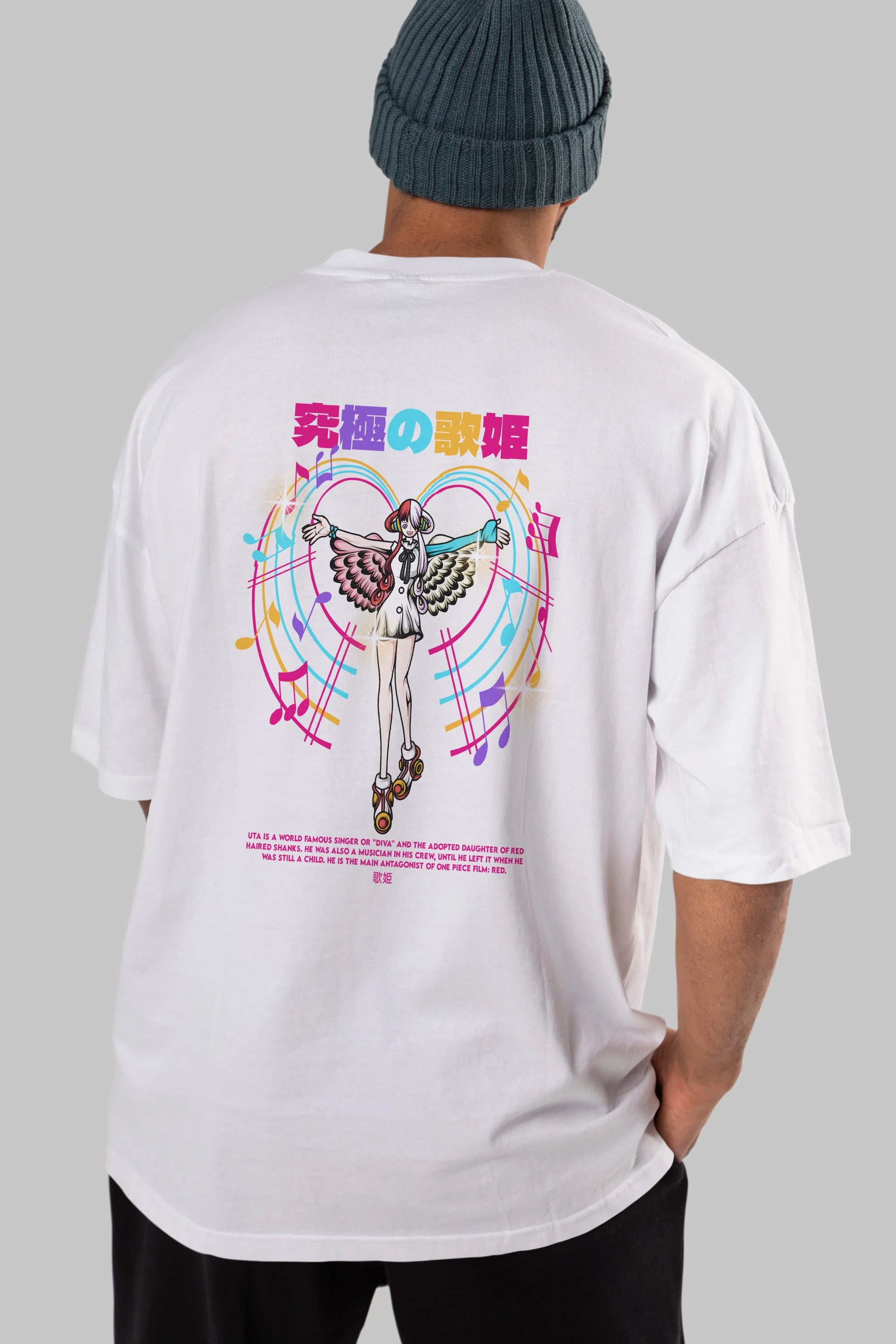 Uta Anime Arka Baskılı Oversize t-shirt Erkek Kadın Unisex