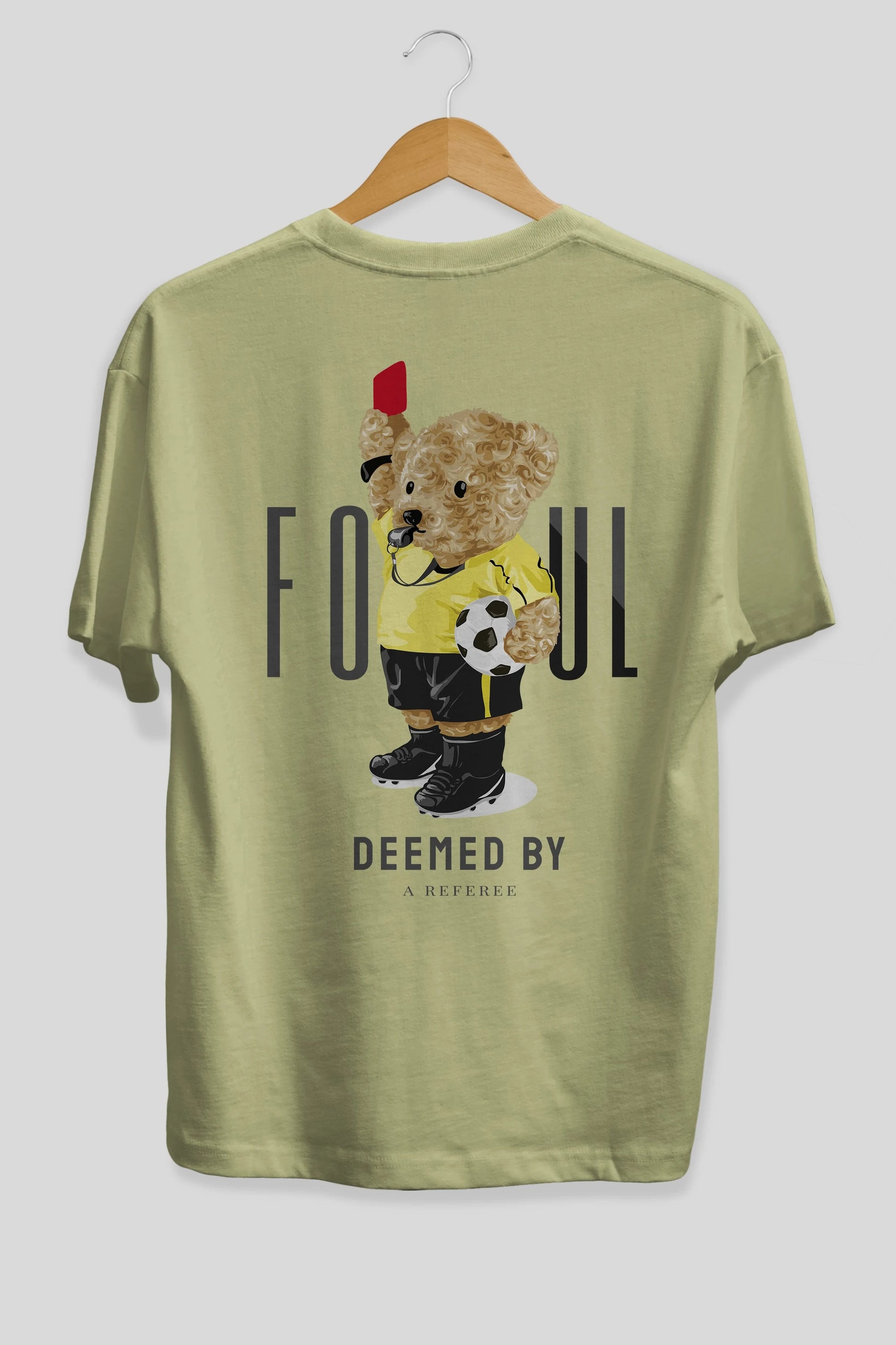 Teddy Bear Kırmızı Kart Arka Baskılı Oversize t-shirt Erkek Kadın Unisex %100 Pamuk