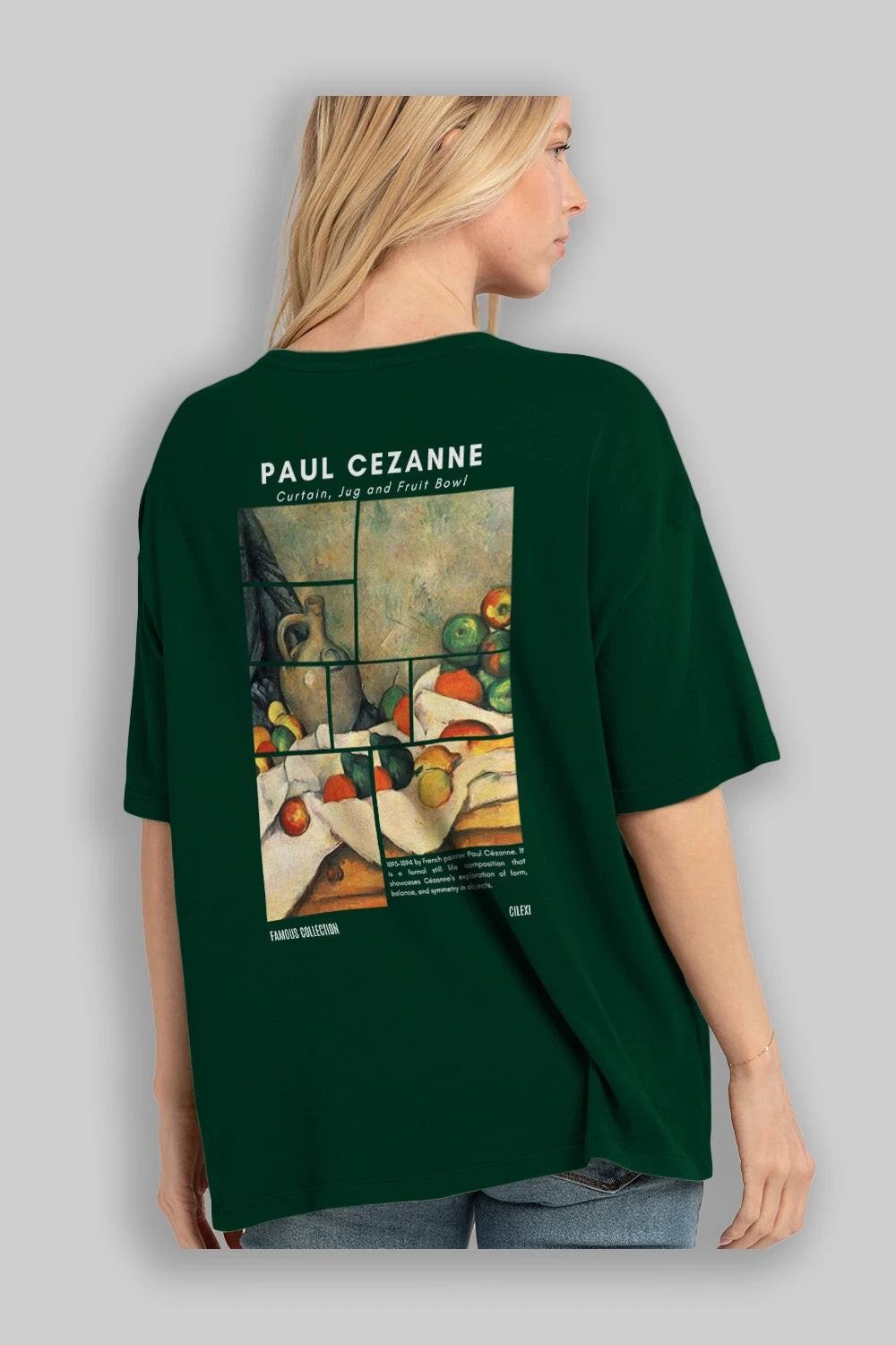 Paul Cezanne Curtain Arka Baskılı Oversize t-shirt Erkek Kadın Bisiklet Yaka Pamuk tişort