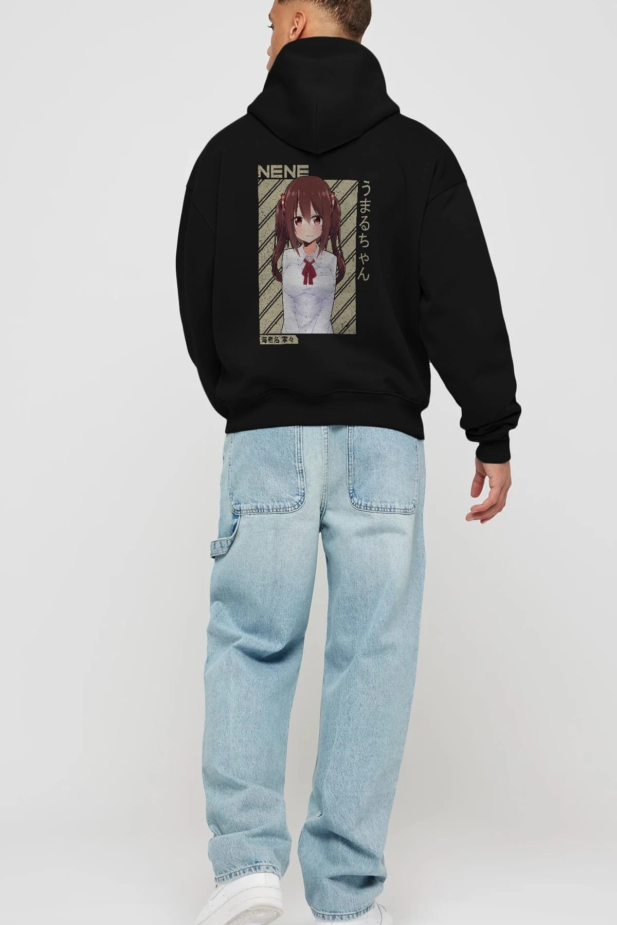 Nene Ebina 1 Anime Arka Baskılı Hoodie Oversize Kapüşonlu Sweatshirt Erkek Kadın Unisex