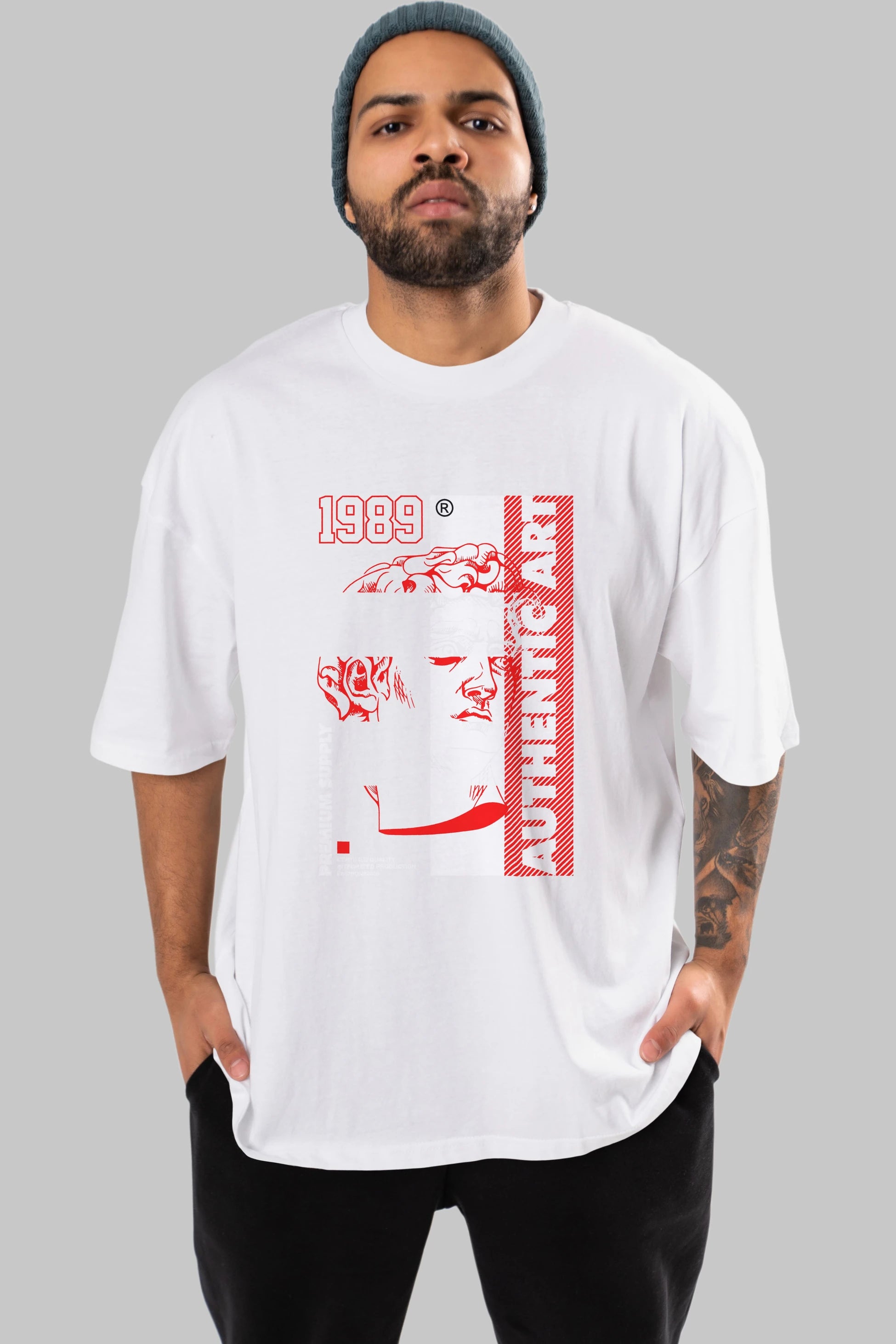 Authentic Art Ön Baskılı Oversize t-shirt Erkek Kadın Unisex