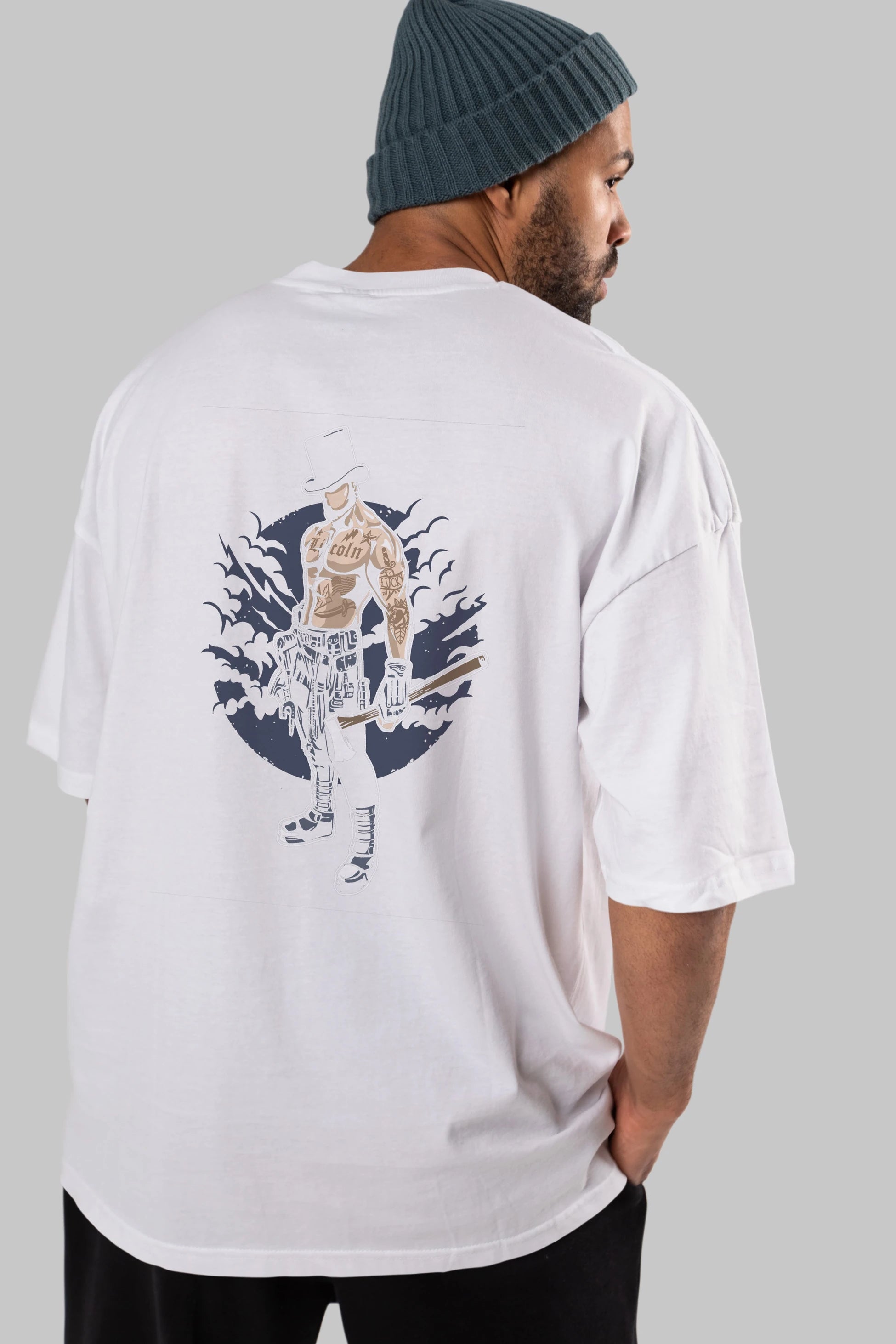 Lincoln Arka Baskılı Oversize t-shirt Erkek Kadın Unisex %100 Pamuk