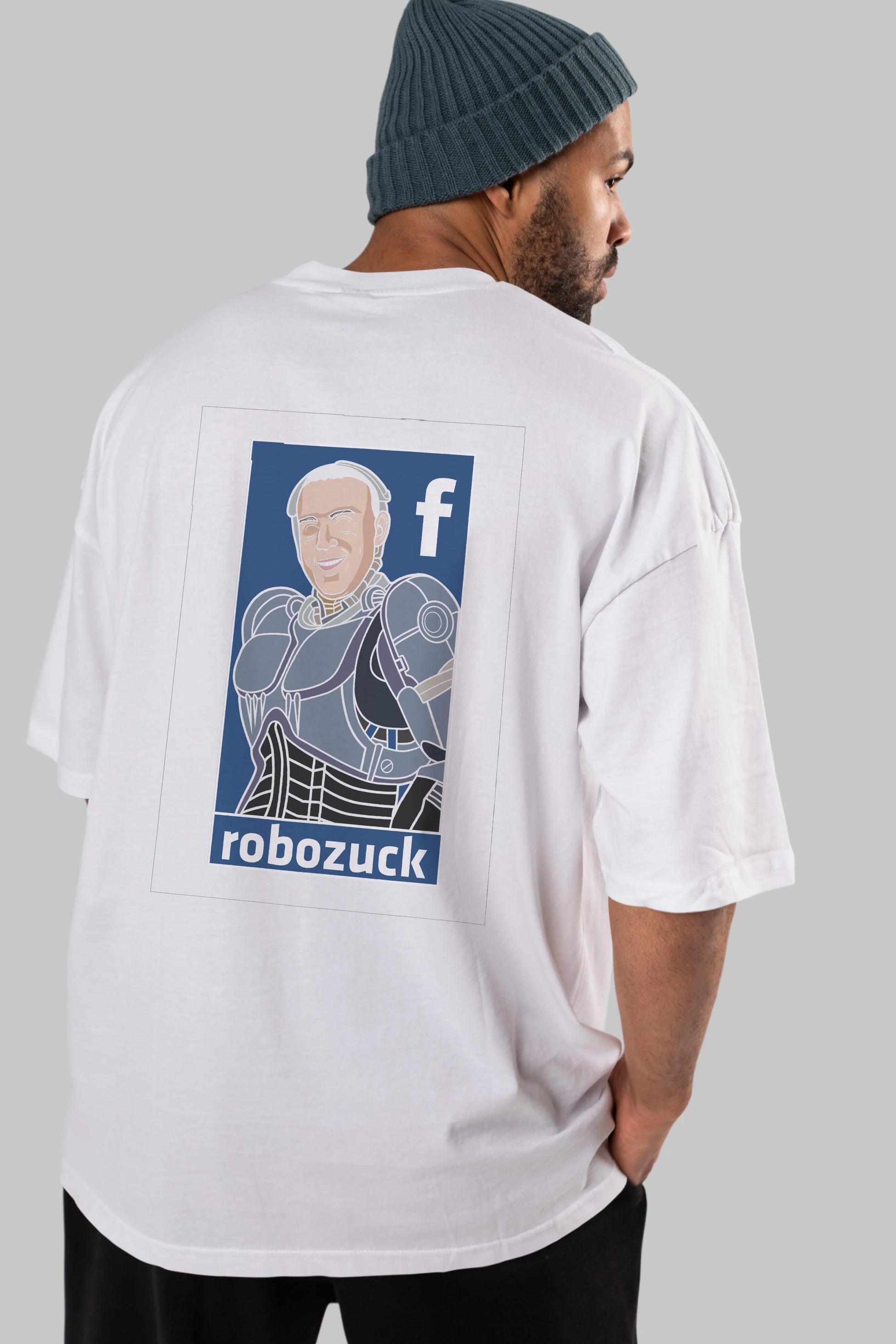 Robozuck Arka Baskılı Oversize t-shirt Erkek Kadın Unisex %100 Pamuk tişort
