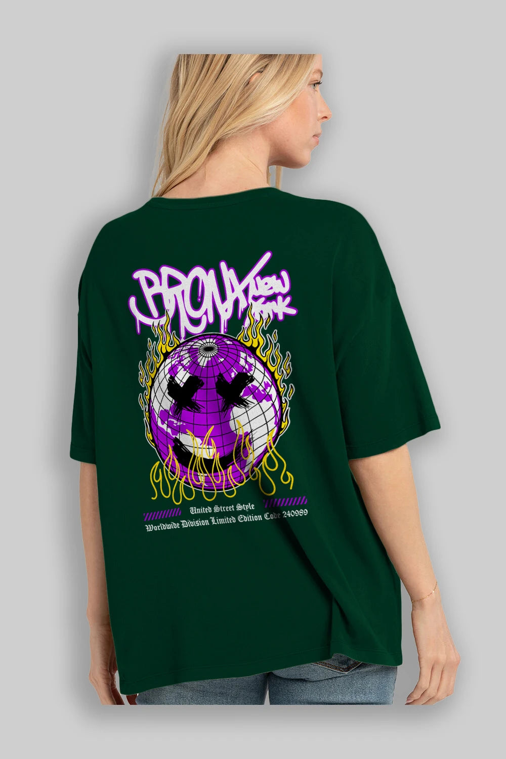 Bronx New York Arka Baskılı Oversize t-shirt Erkek Kadın Unisex