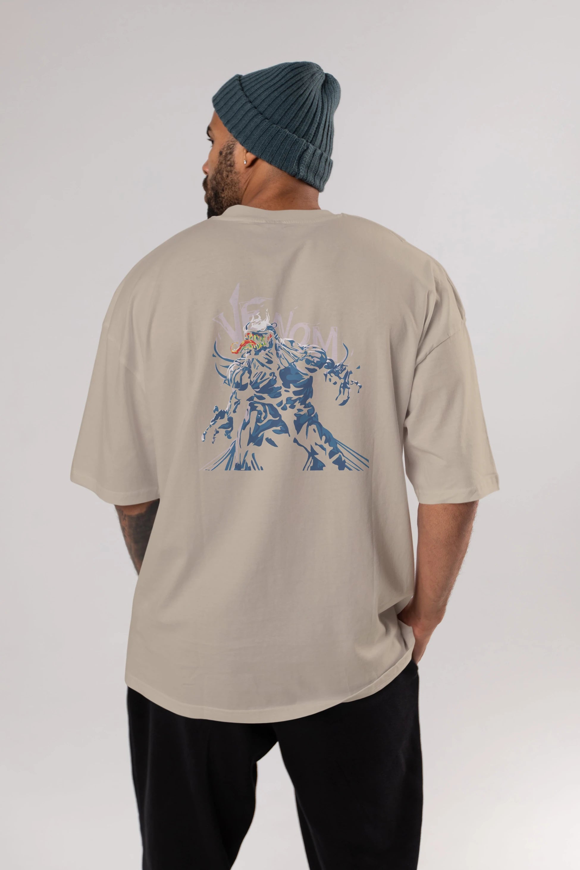 Venom (8) Arka Baskılı Oversize t-shirt Erkek Kadın Unisex %100 Pamuk Bisiklet Yaka tişort